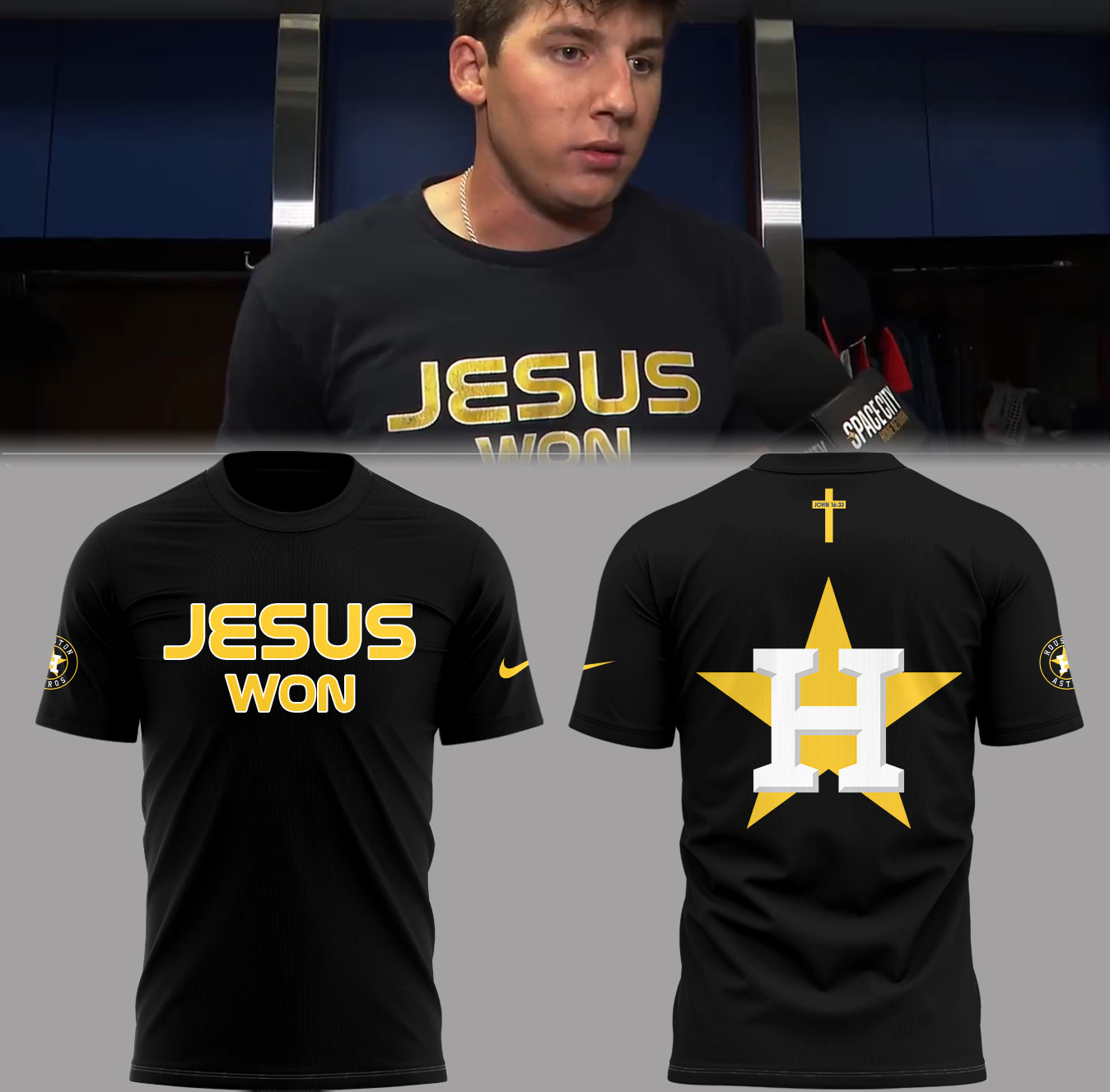 Houston Astros Jesus Won Limited Edition Black T-Shirt Best Gift For Baseball Fans
