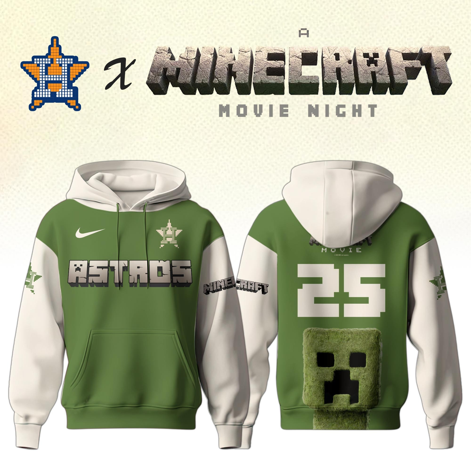 Houston Astros MLB x A MINECRAFT MOVIE Night Hoodie Unique Gifts Baseball Fans
