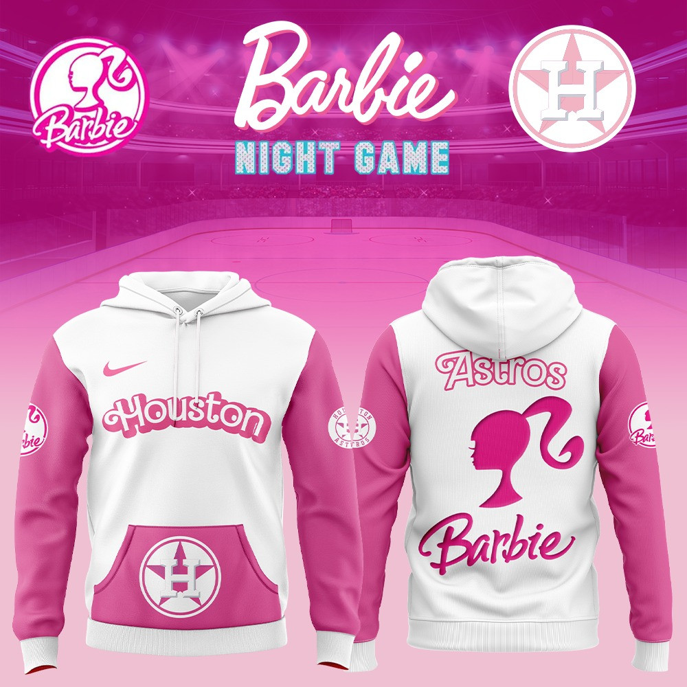 Houston Astros MLB x Barbie Night Game Hoodie Best Gifts For Astros Fans For Her