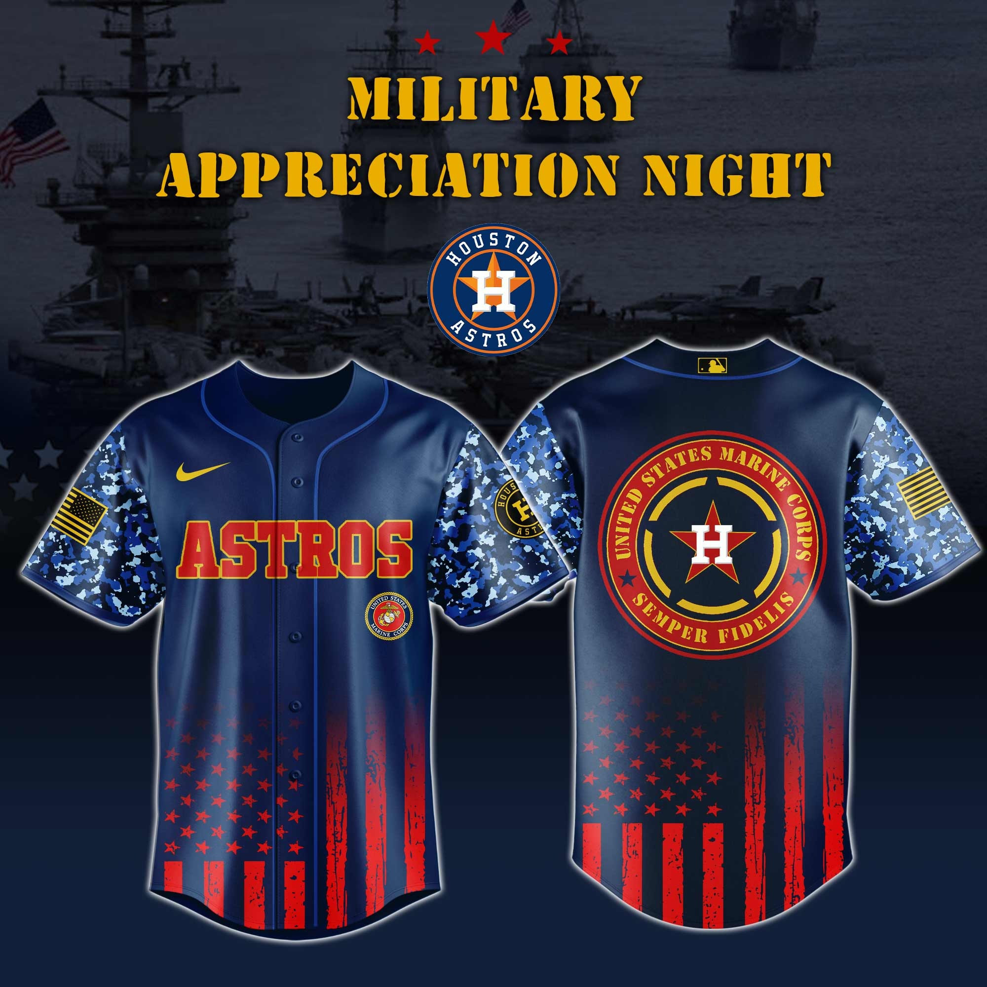 Houston Astros MLB x Marine Corps Military Appreciation Night Jersey Editions Limited 2025 Houston Astros Merch