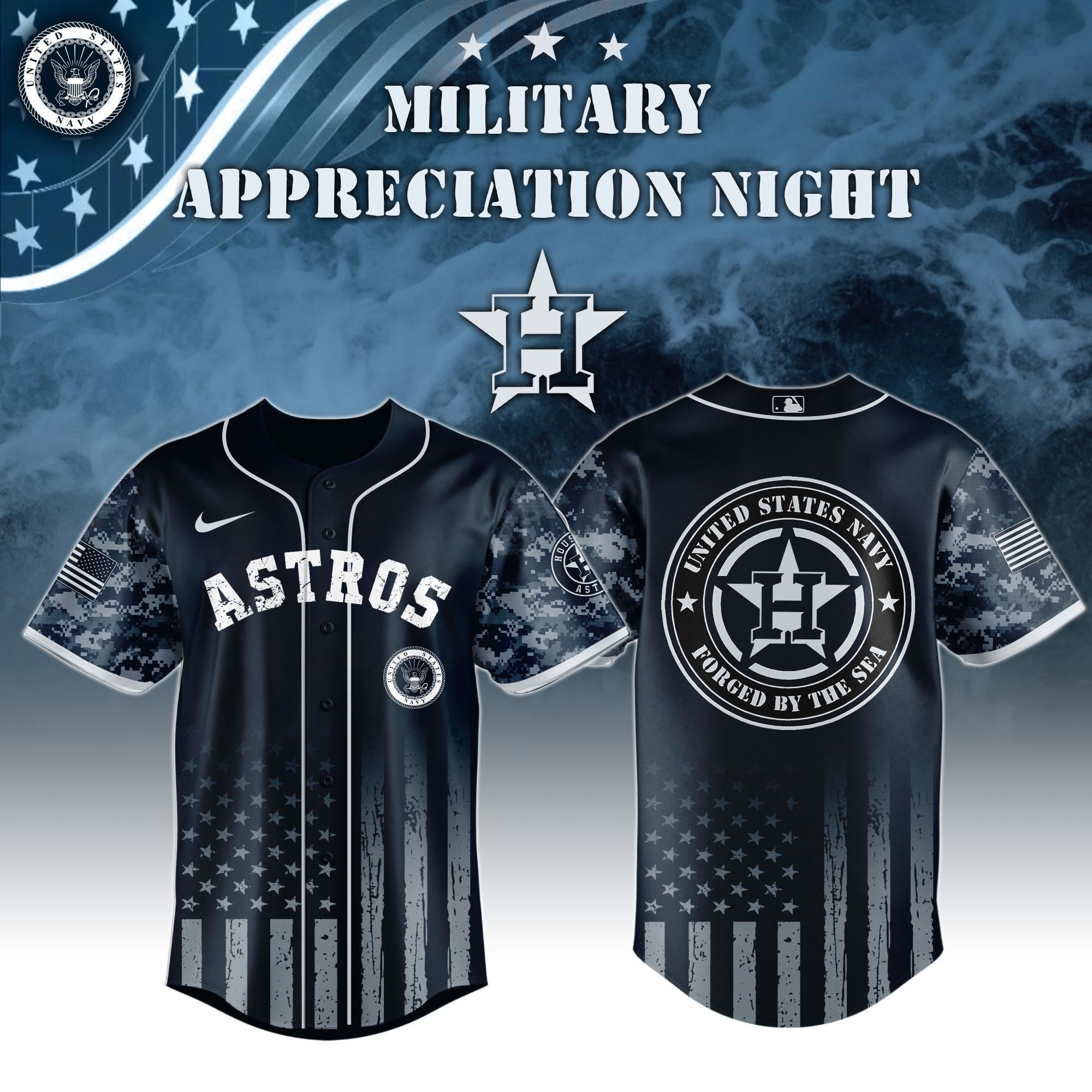 Houston Astros MLB x Navy Military Appreciation Night Jersey Best Gifts For Baseball Lovers