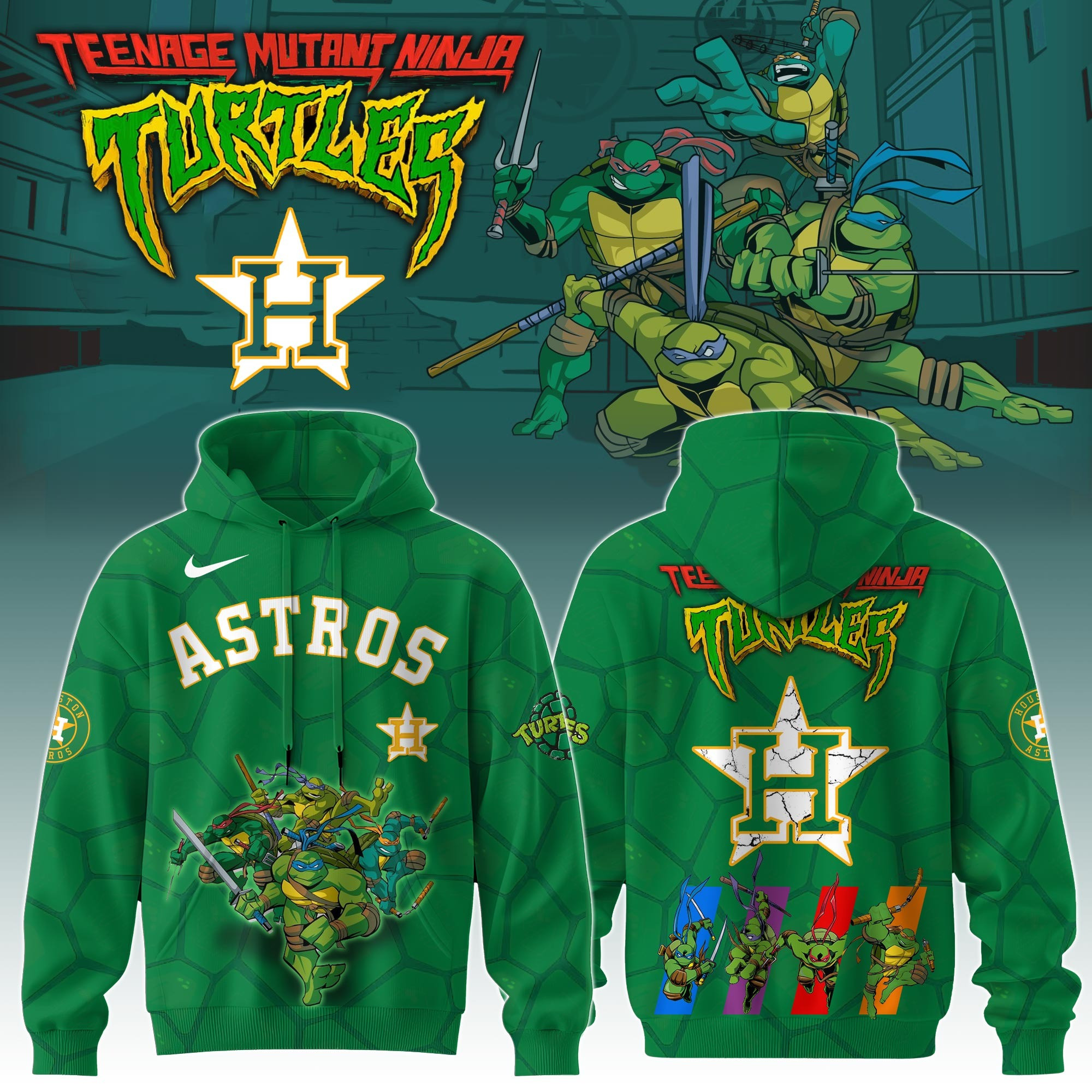 Houston Astros MLB X Ninja Turtles Hoodie Baseball Ninja Turtles Lovers Fan Gifts For Him