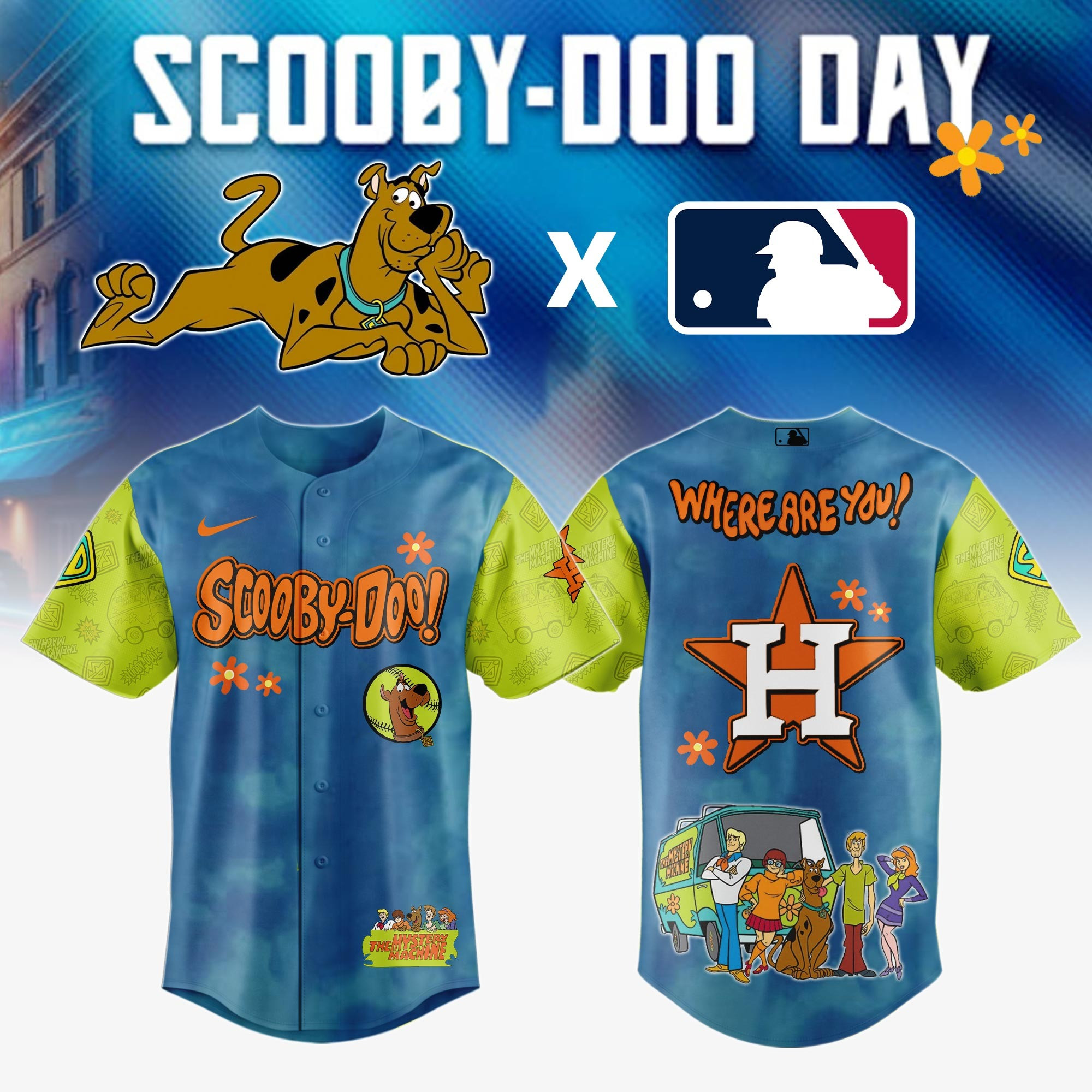 Houston Astros MLB x Scooby Doo Jersey Baseball Player Gift Ideas