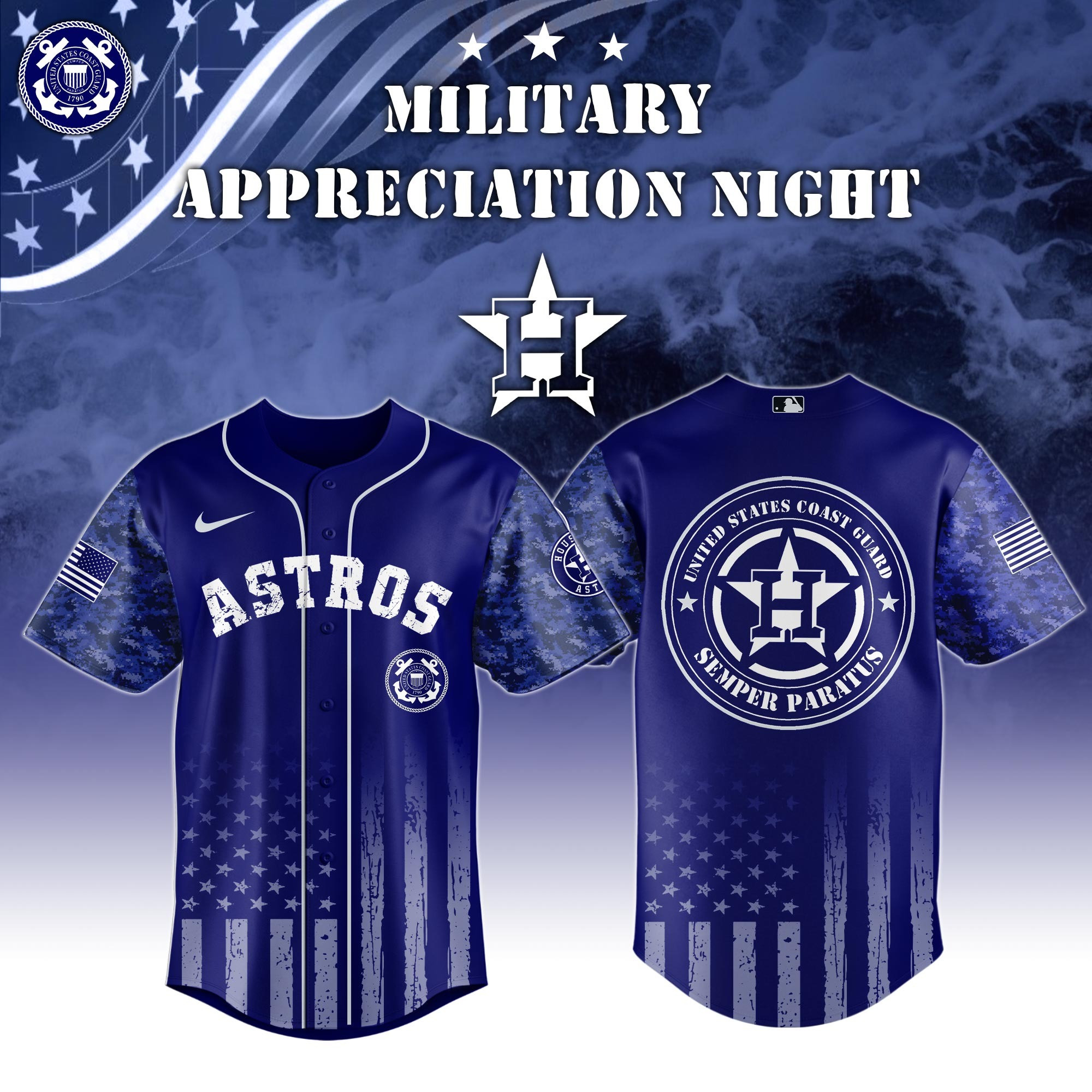 Houston Astros MLB x United States Coast Guard Military Appreciation Night Jersey Fans Gifts