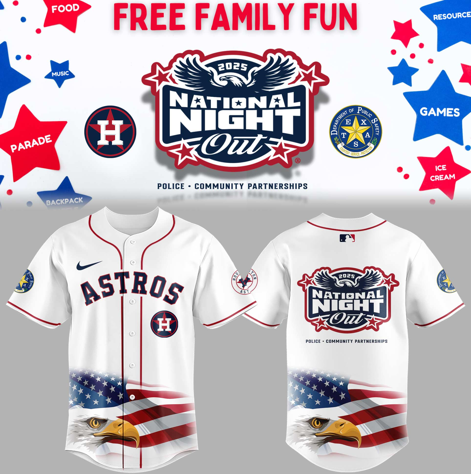 Houston Astros National Night Out Baseball Jersey Limited Edition Best Gift For Baseball Fans