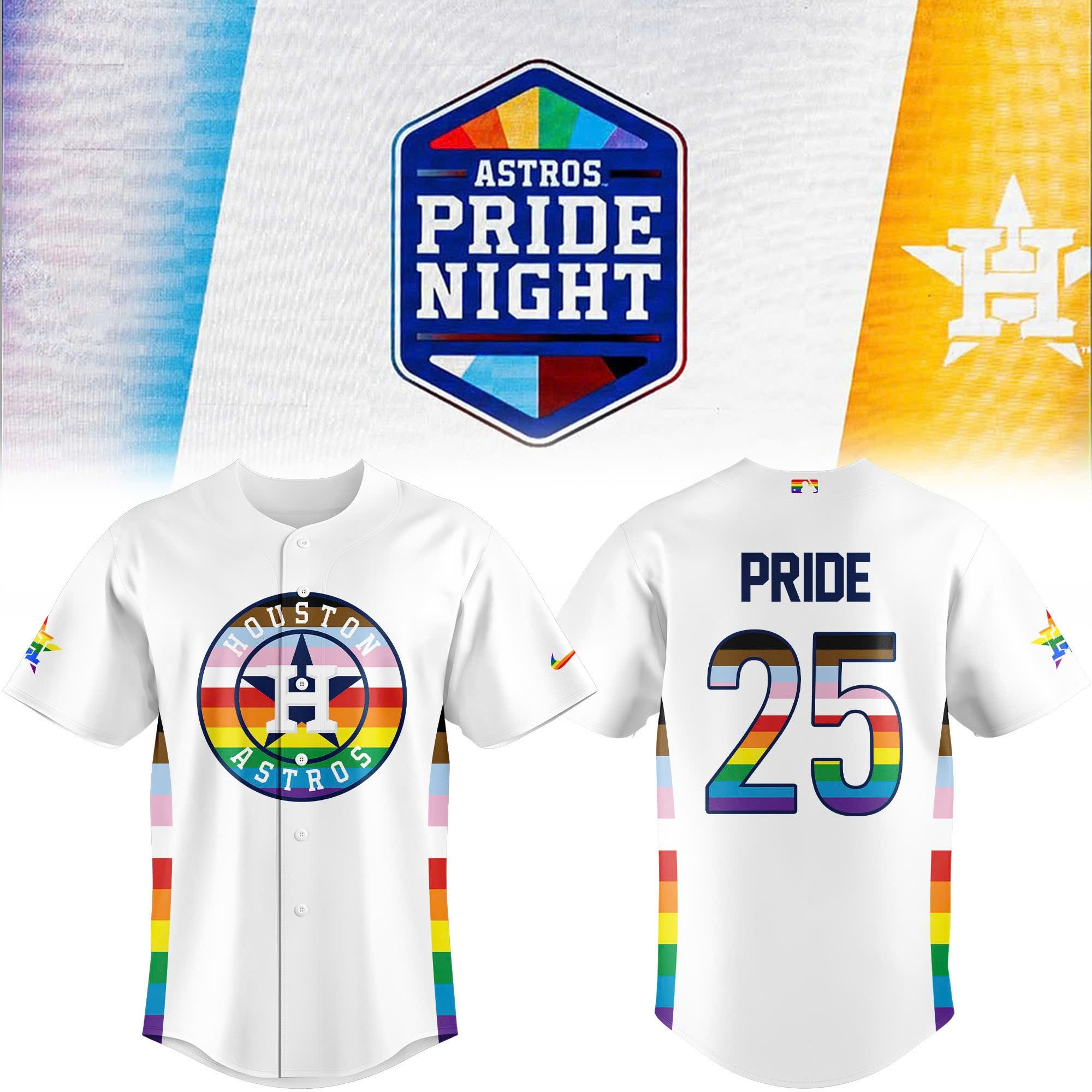 Houston Astros Pride Night 2025 Jersey MLB Pride Month Merch Baseball Fan Gift Ideas