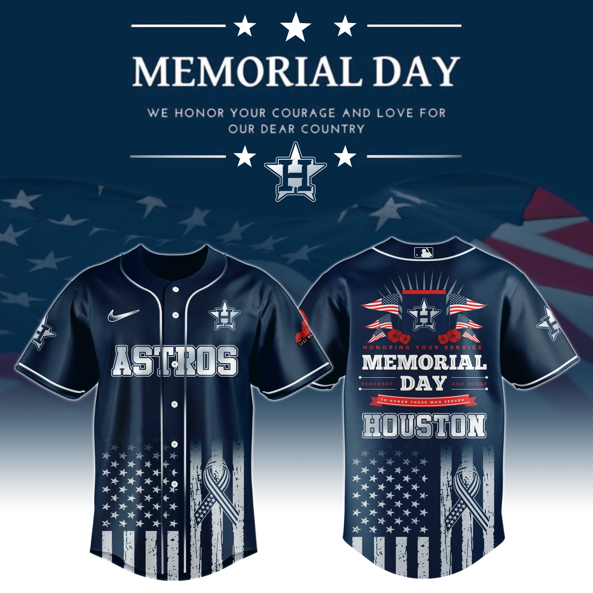Houston Astros Special Memorial Day Jersey Baseball Gift Ideas