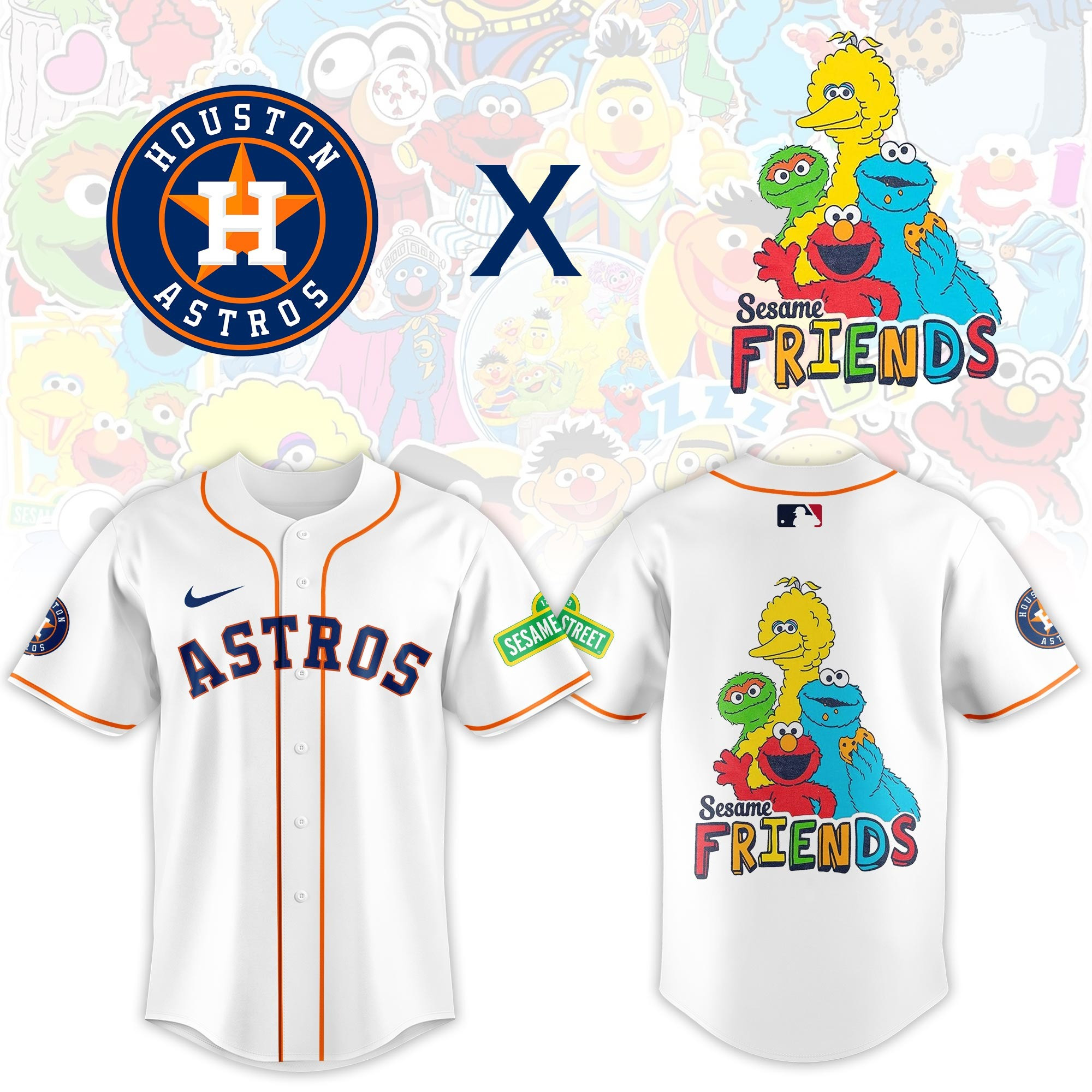 Houston Astros x 2025 Sesame Street Night Jersey Good Baseball Team Gift Ideas