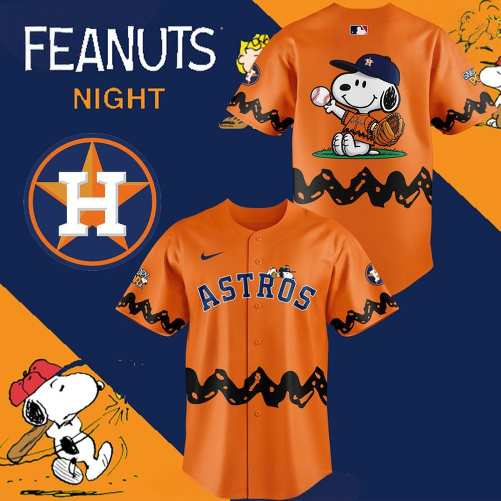 Houston Astros x 75th Anniversary Of Peanuts Baseball Jersey Baseball Enthusiast Gifts