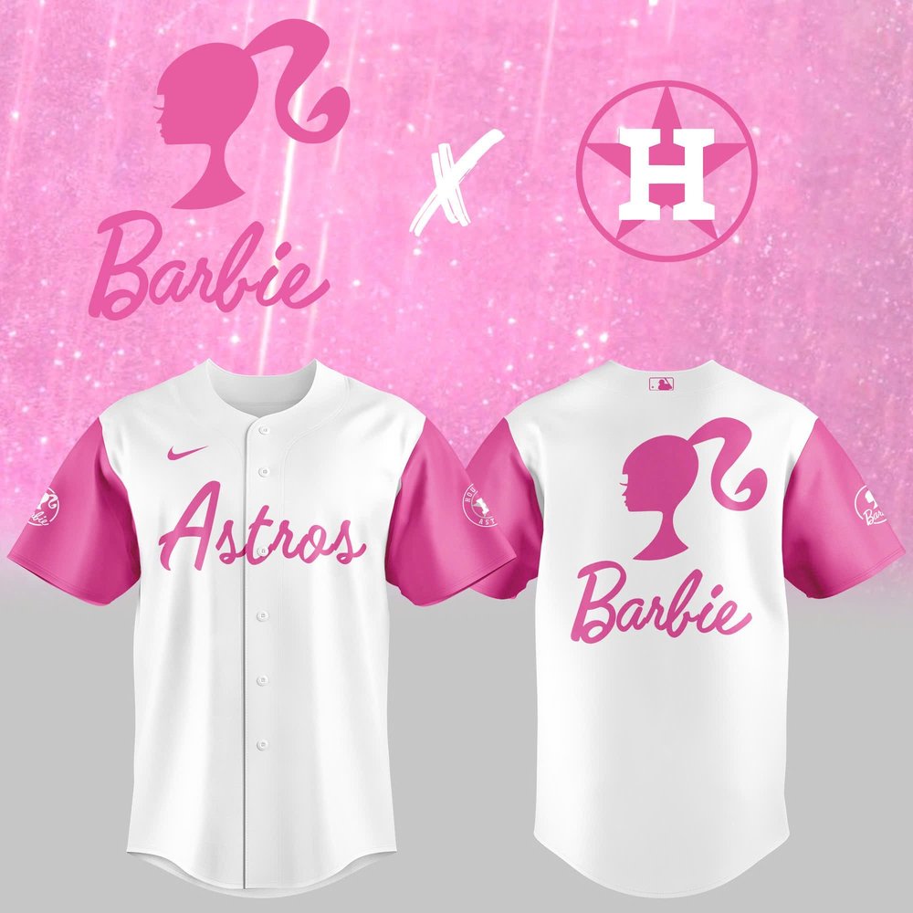 Houston Astros X Barbie Night Baseball Jersey Astros Merch Best Gifts For Baseball Fans
