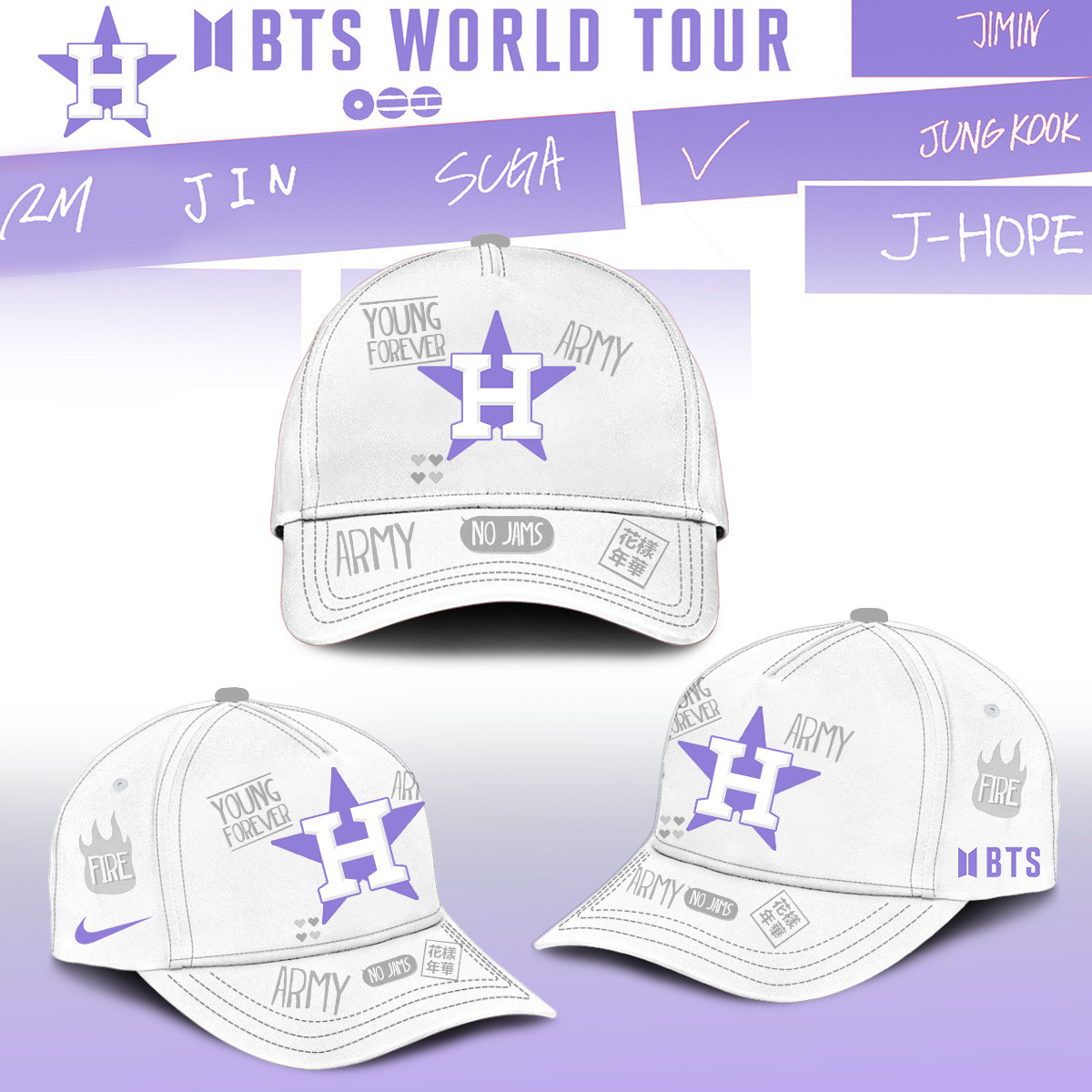 Houston Astros x BTS Arirang World Tour 2026 Hat Baseball Merch 2026 MLB Playoffs Gear For Army