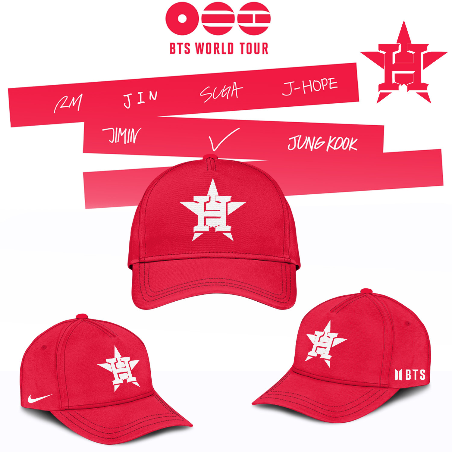 Houston Astros x BTS Arirang World Tour 2026 Hat Game Day Cap Gift For ARMY