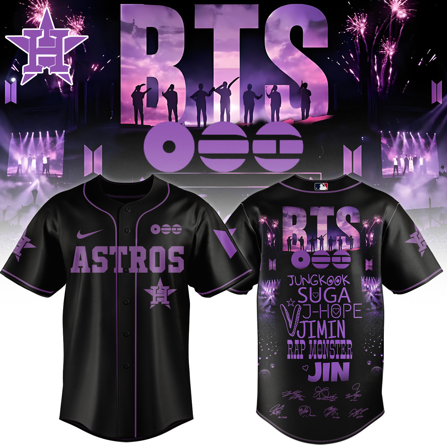 Houston Astros x BTS Arirang World Tour 2026 Jersey 2026 MLB Playoffs Merch Game Day Gear For Fans