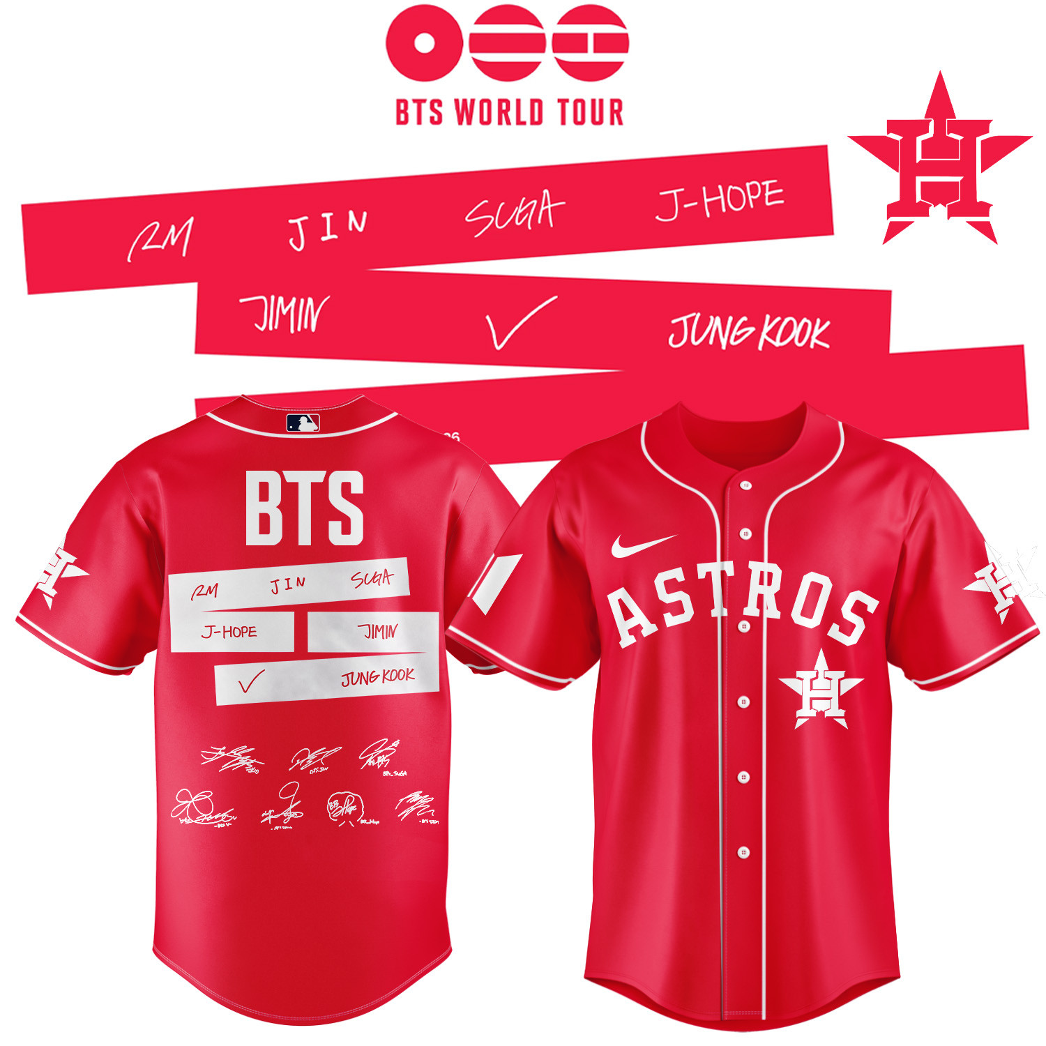 Houston Astros x BTS Arirang World Tour 2026 Jersey 2026 MLB Playoffs Merch Unique Gift For Army