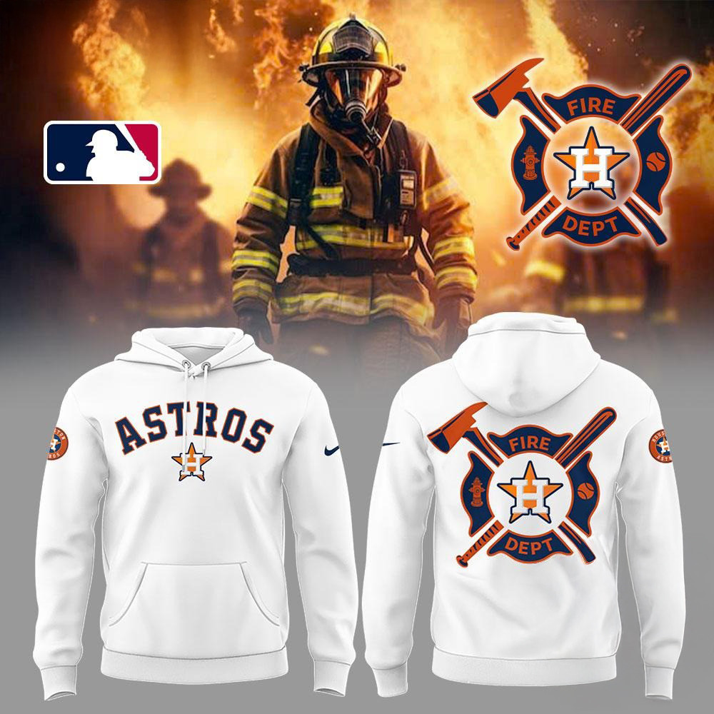 Houston Astros x Firefighter Appreciation Night White Hoodie Cool Gifts For Basketball Fans