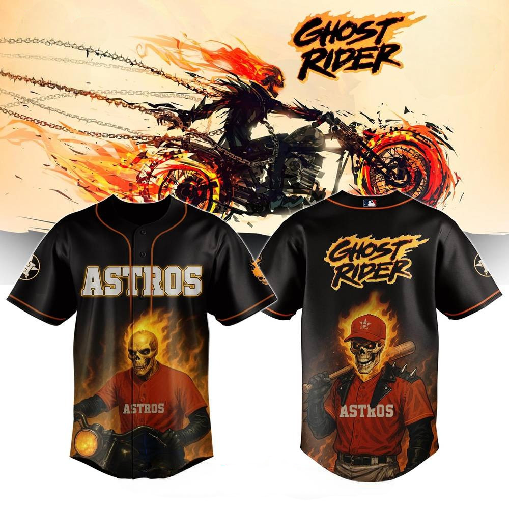 Houston Astros x Ghost Rider Inferno Special Edition Baseball Jersey Baseball Team Gift Ideas