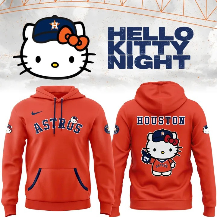 Houston Astros x Hello Kitty Night Hoodie Cute Best Baseball Fan Astros Gifts For Her