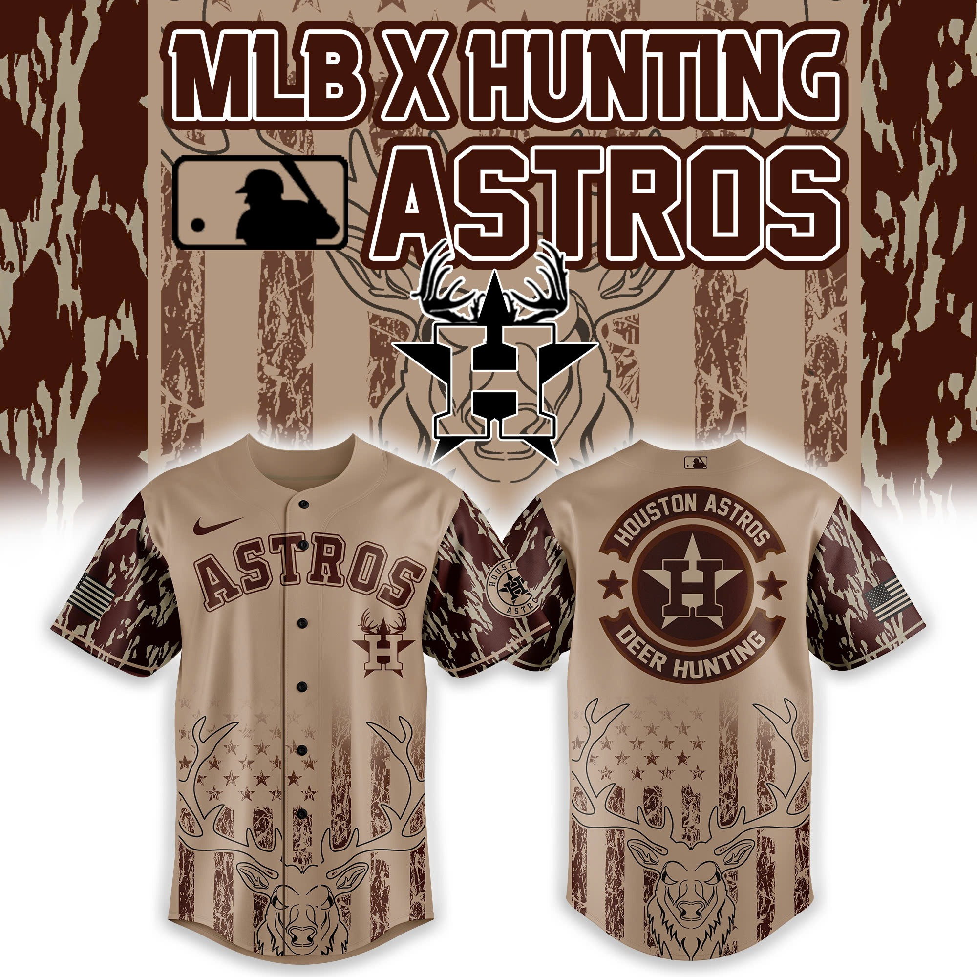 Houston Astros x Hunting Jersey Best Gift For Dad On Father's Day Sport Fans Merch