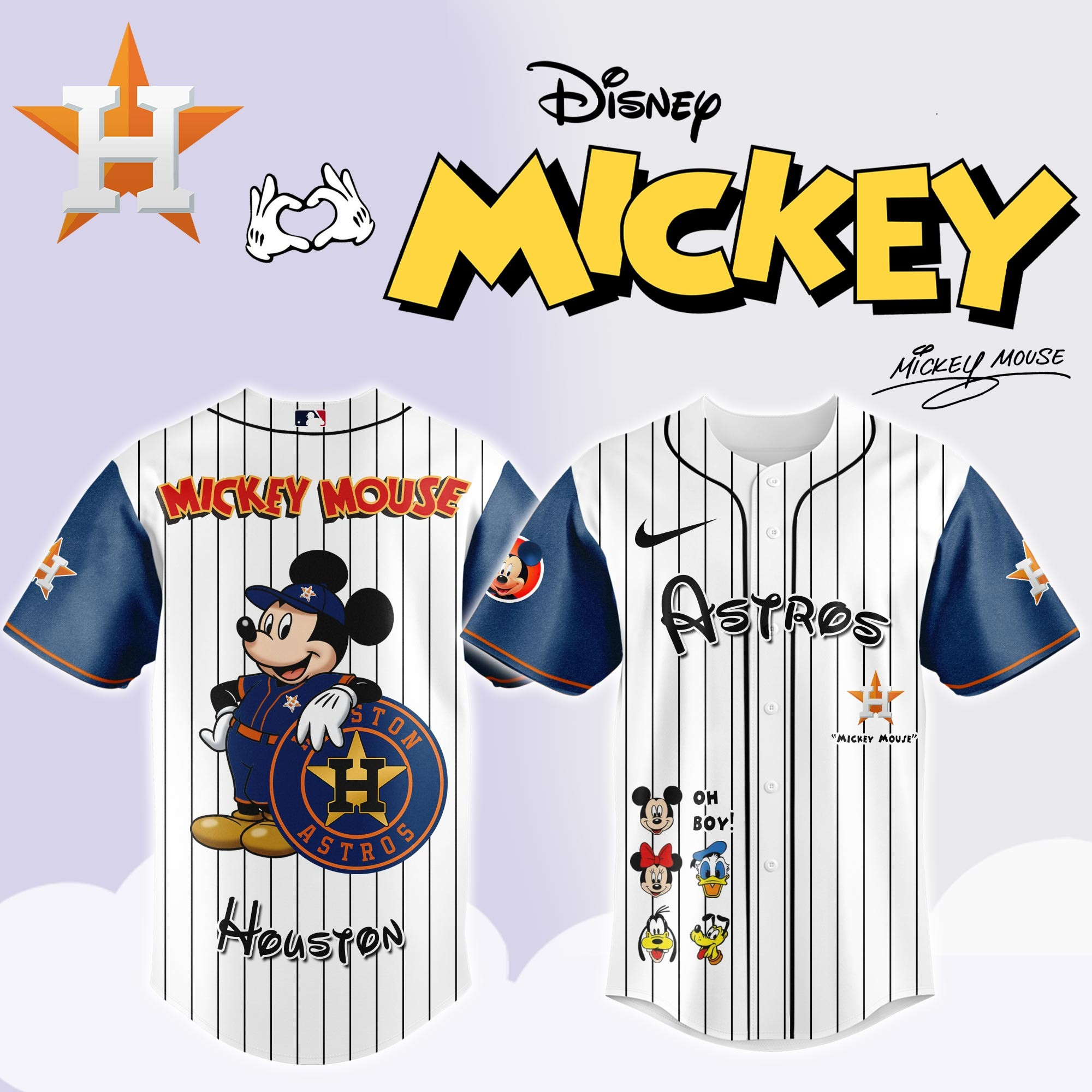Houston Astros x Mickey Mouse Game Night Jersey Baseball Team Gift Ideas