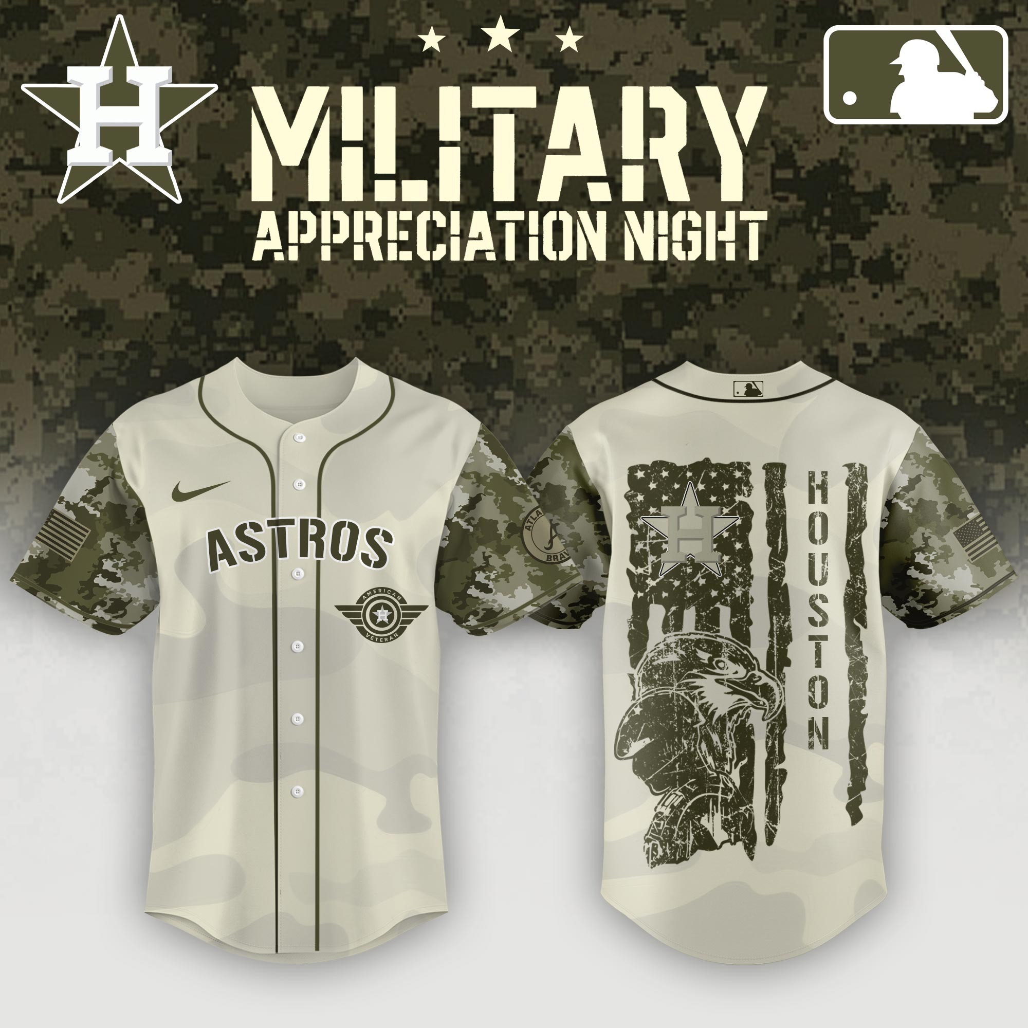 Houston Astros x MLB 2025 Armed Forces Day Night Jersey Presents For Baseball Lovers