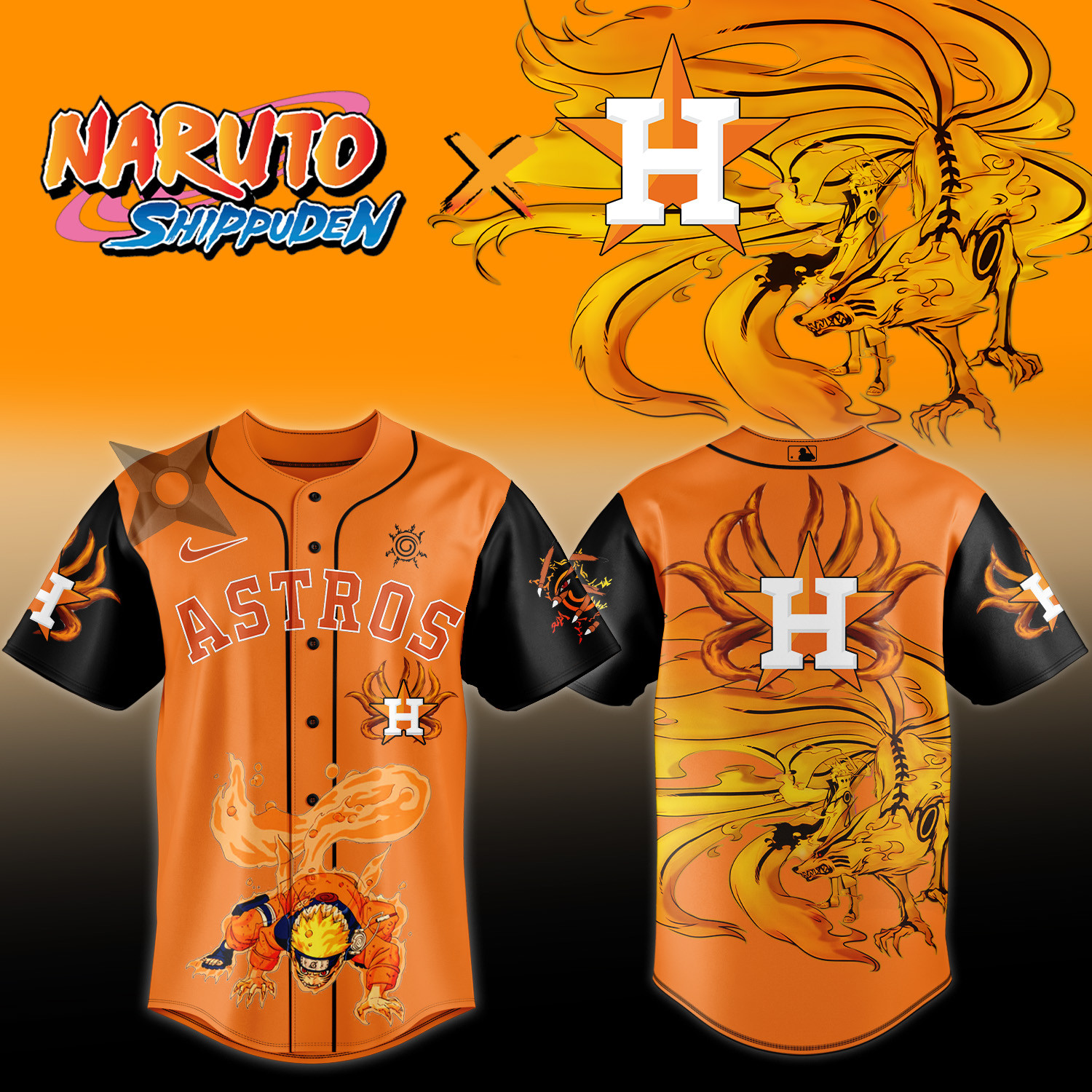 Houston Astros x Naruto Shippuden Baseball Jersey Basketball Clothes Gift For Houston Astros Fans