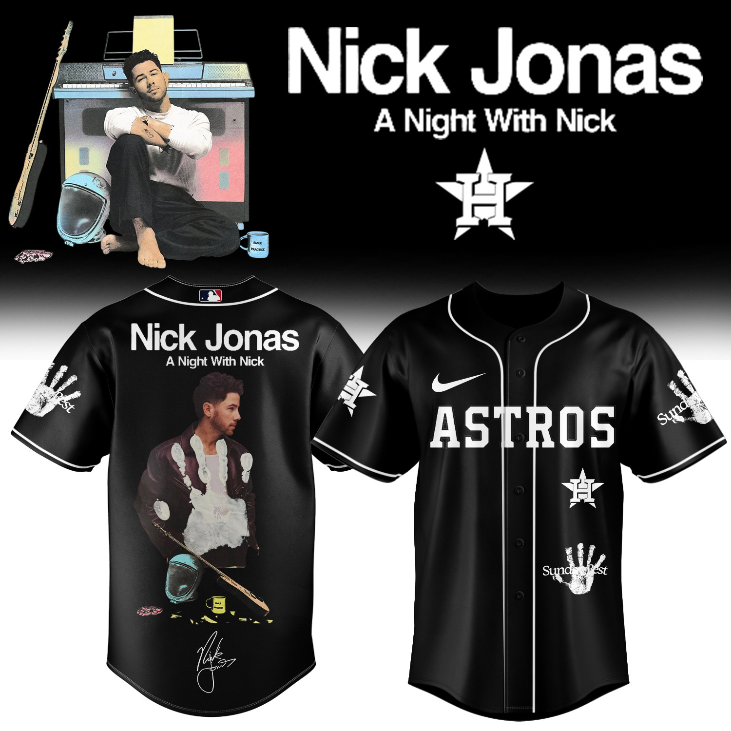 Houston Astros x Nick Jonas Signature Baseball Jersey Nick Jonas Merch Houston Astros Gear
