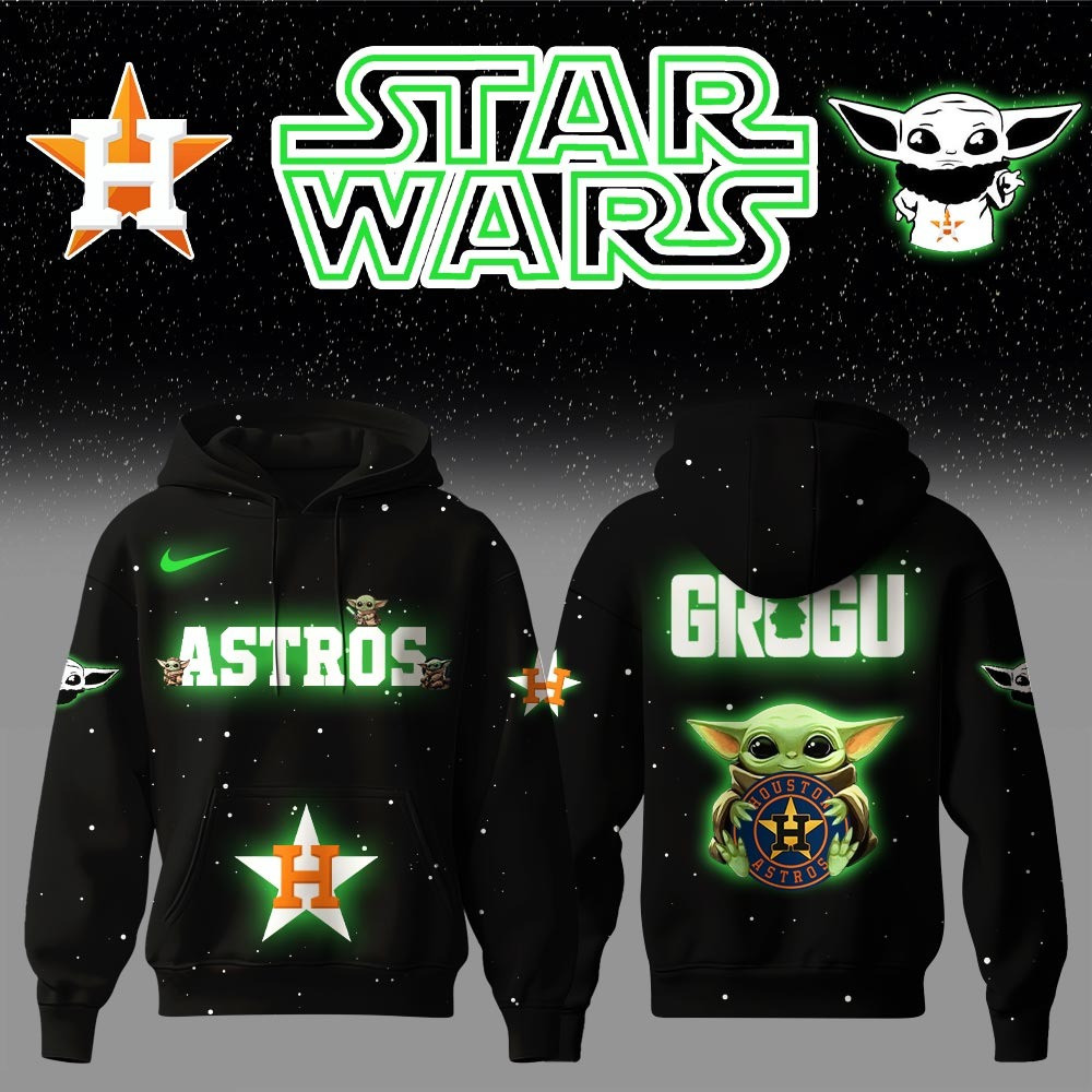 Houston Astros x Star Wars Baby Yoda Game Night Hoodie Gifts For Baseball Lovers