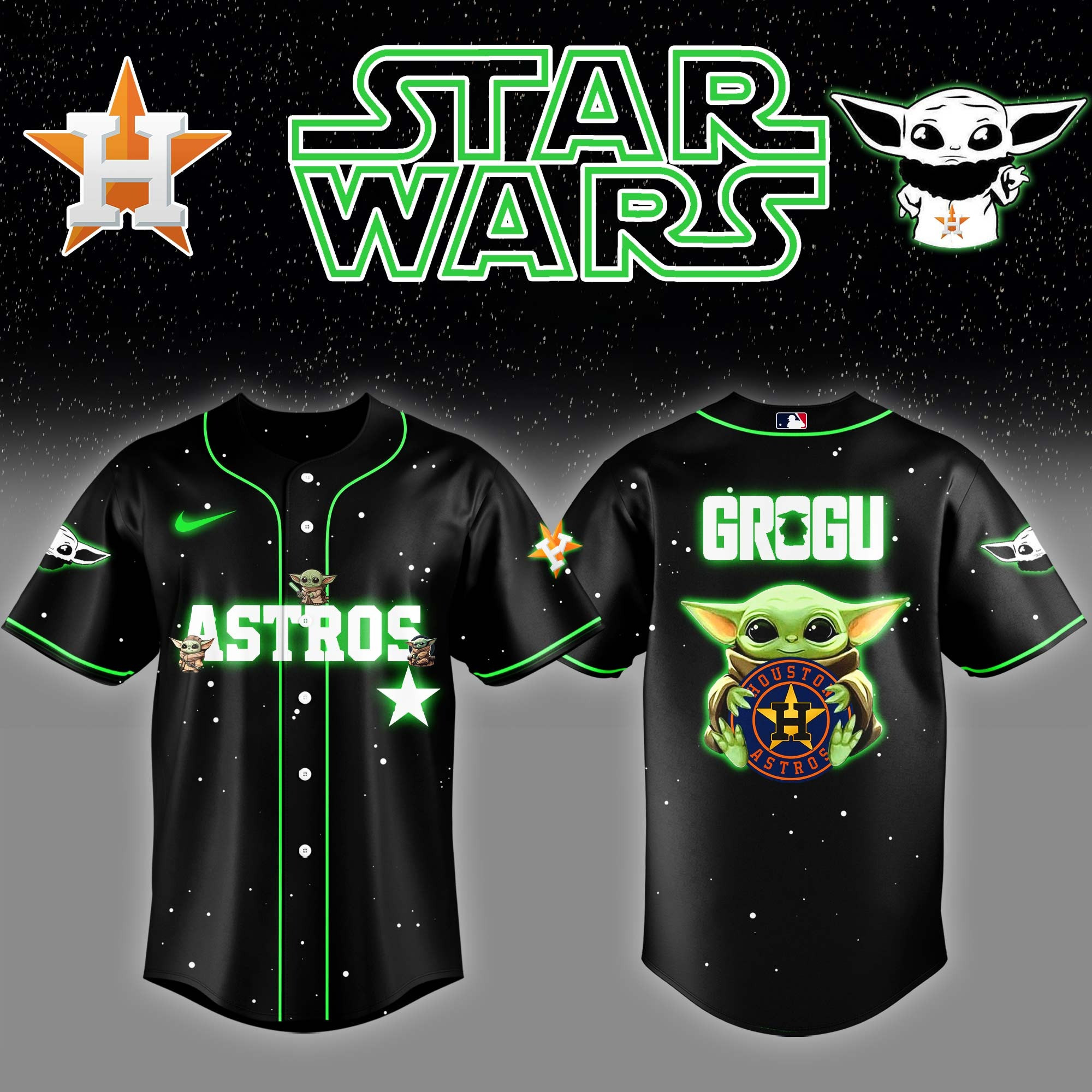 Houston Astros x Star Wars Grogu Night Baseball Jersey Best Gifts For Baseball Lovers