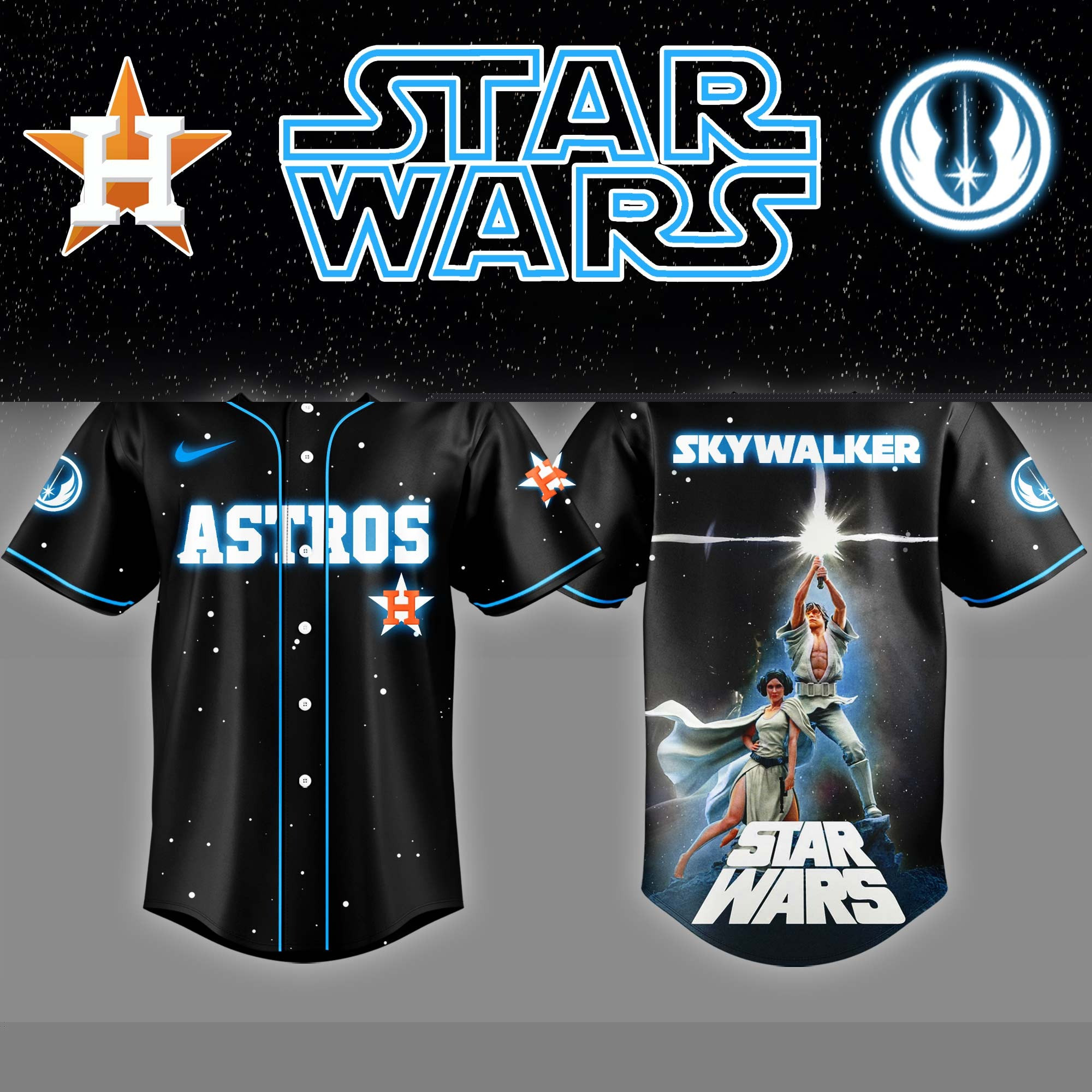 Houston Astros x Star Wars Luke Skywalker Game Night Baseball Jersey Husband Gifts