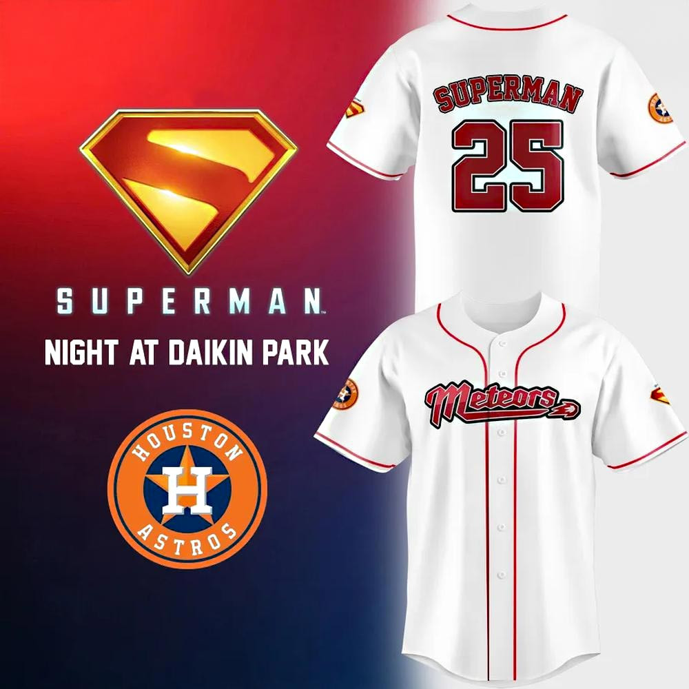 Houston Astros x Superman Night At Daikin Park 2025 Baseball Jersey Fan Gifts Idea
