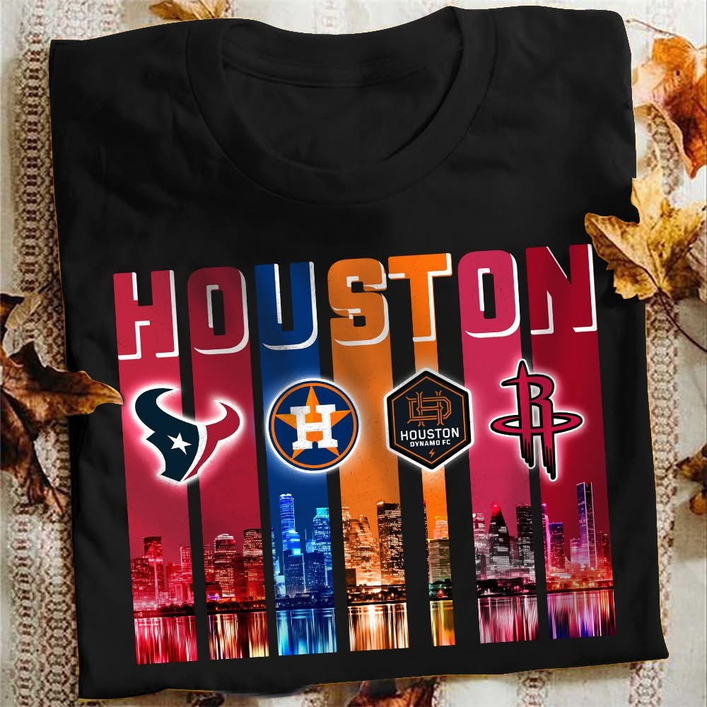 Houston City Sport Teams Skyline T-Shirt Best Gifts For Houston Sports Fans For Him Her