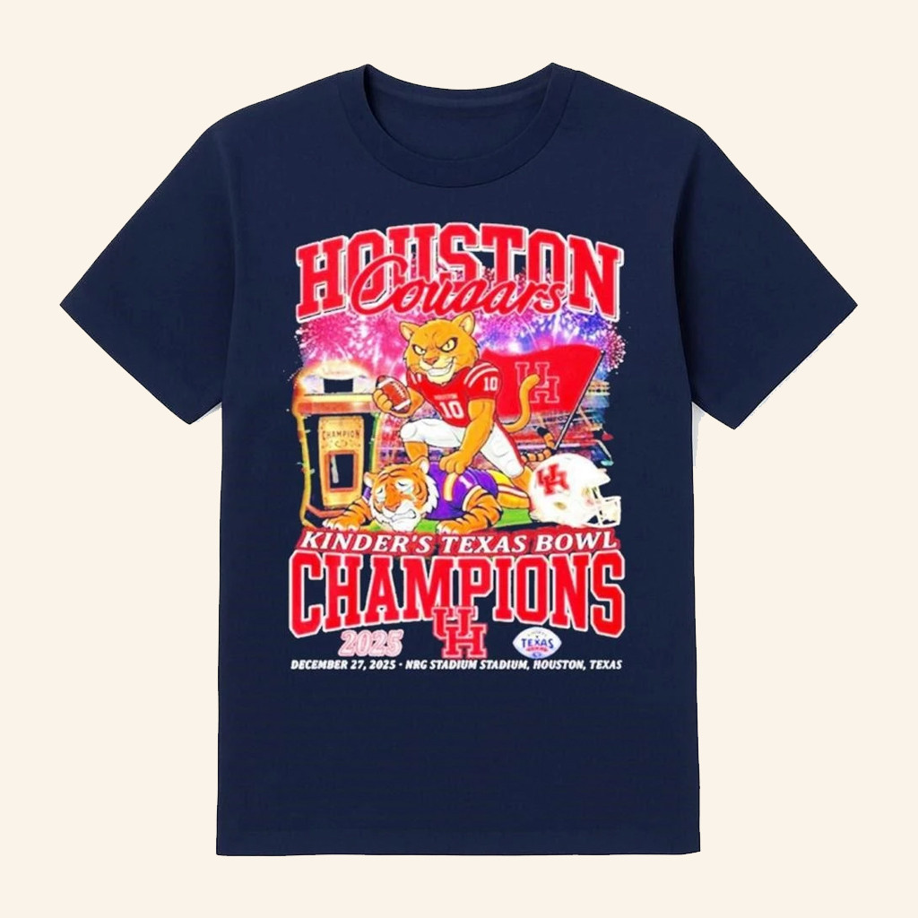 Houston Football 2025 Kinder's Texas Bowl Champions Mascot T-Shirt Houston Football Merch Gifts