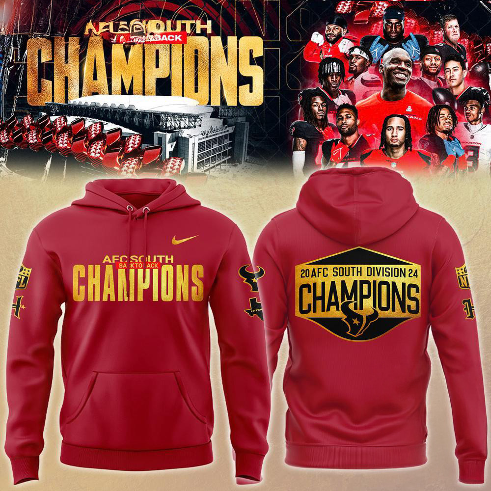 Houston Texans 2024 AFC South Division Champions Red Hoodie Football Gifts For Men