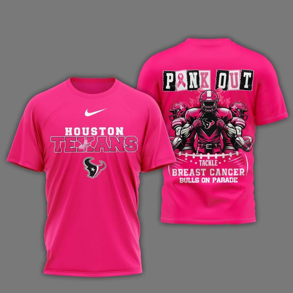 Houston Texans Football Pink Out Tackle Breast Cancer Shirt Best Football Gifts