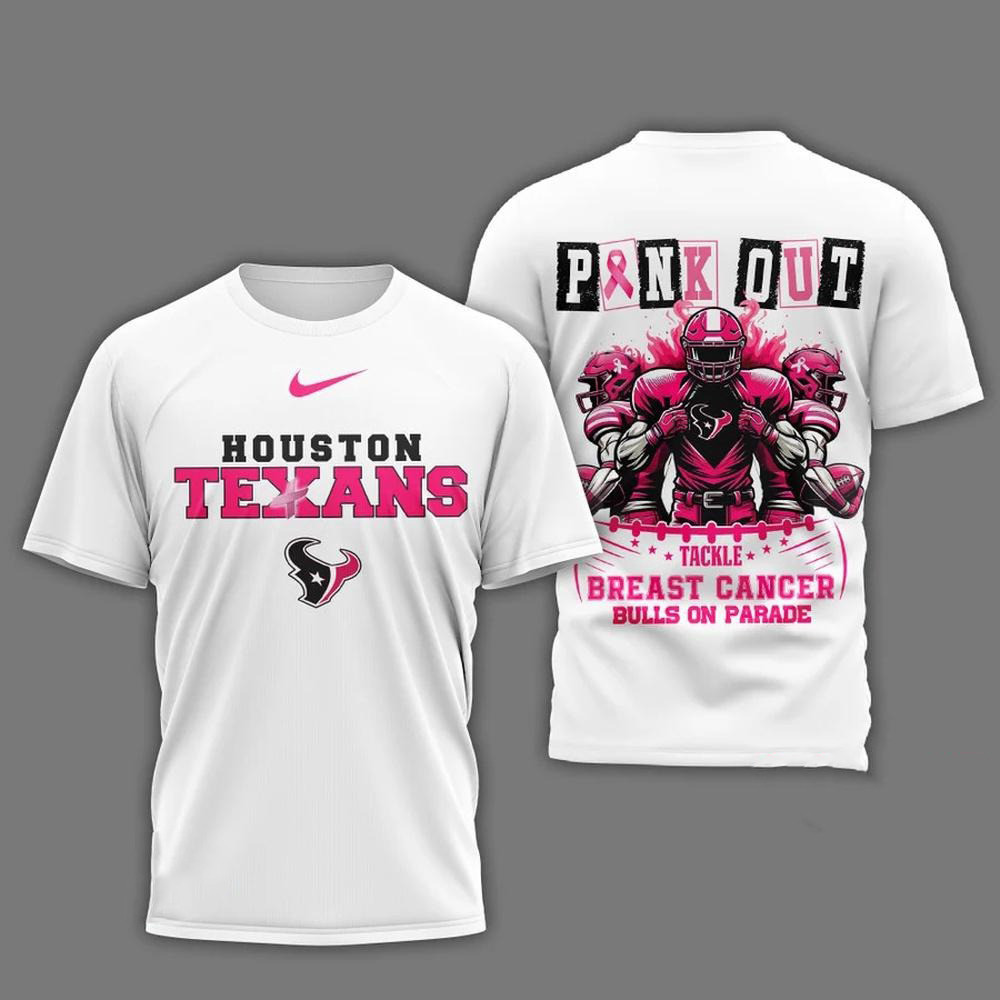 Houston Texans Football Pink Out Tackle Breast Cancer Shirt Football Themed Gifts