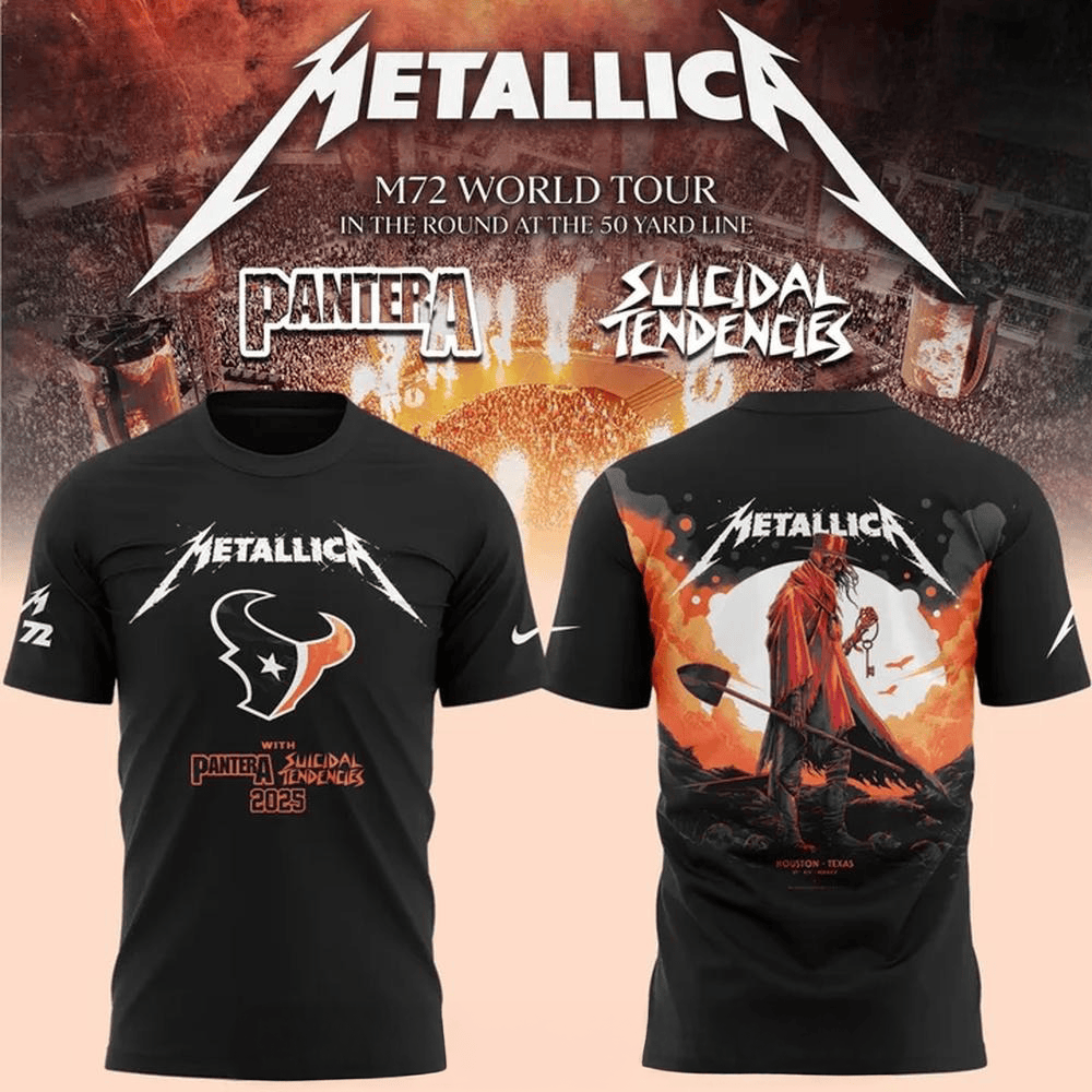 Houston Texans x Metallica M72 World Tour T-Shirt Gifts For Music Enthusiasts