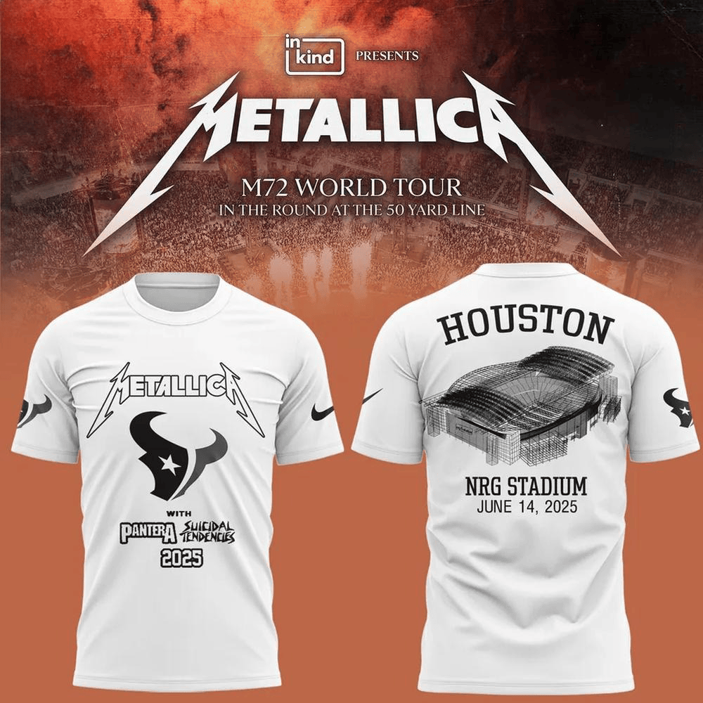 Houston Texans x Metallica Tour 2025 Limited Edition T-Shirt Presents For Football Lovers