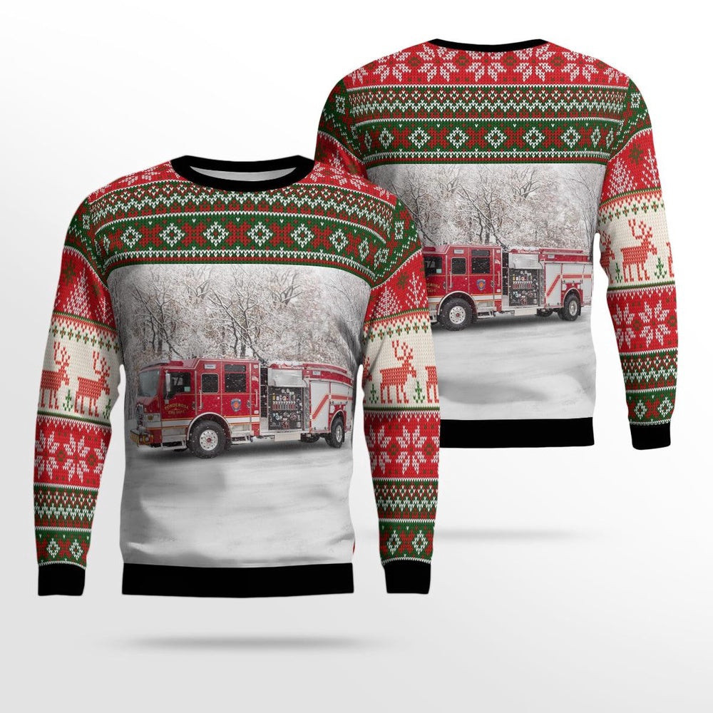 Houston Texas Ponderosa Fire Department AOP Ugly Sweater Xmas Unisex Sweater Christmas Gifts For Men Women