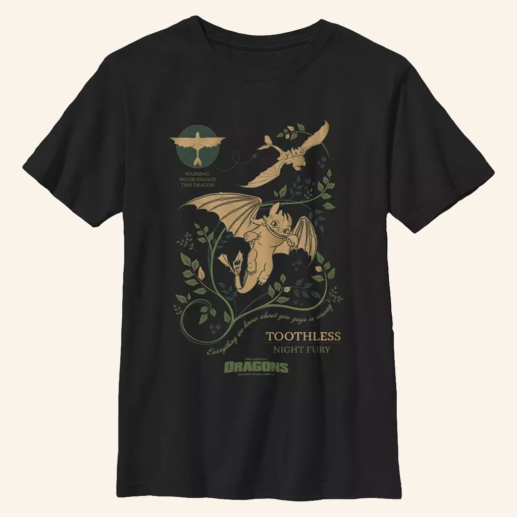 How To Train Your Dragon Merch Toothless Warning T-Shirt Birthday Gift Ideas For Husband