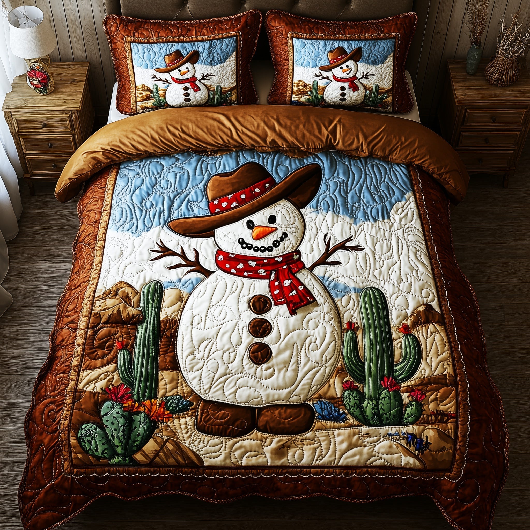 Howdy Holiday Christmas Quilted Bedding Set Duvet Cover Bedspread Cute Xmas Gifts For Her