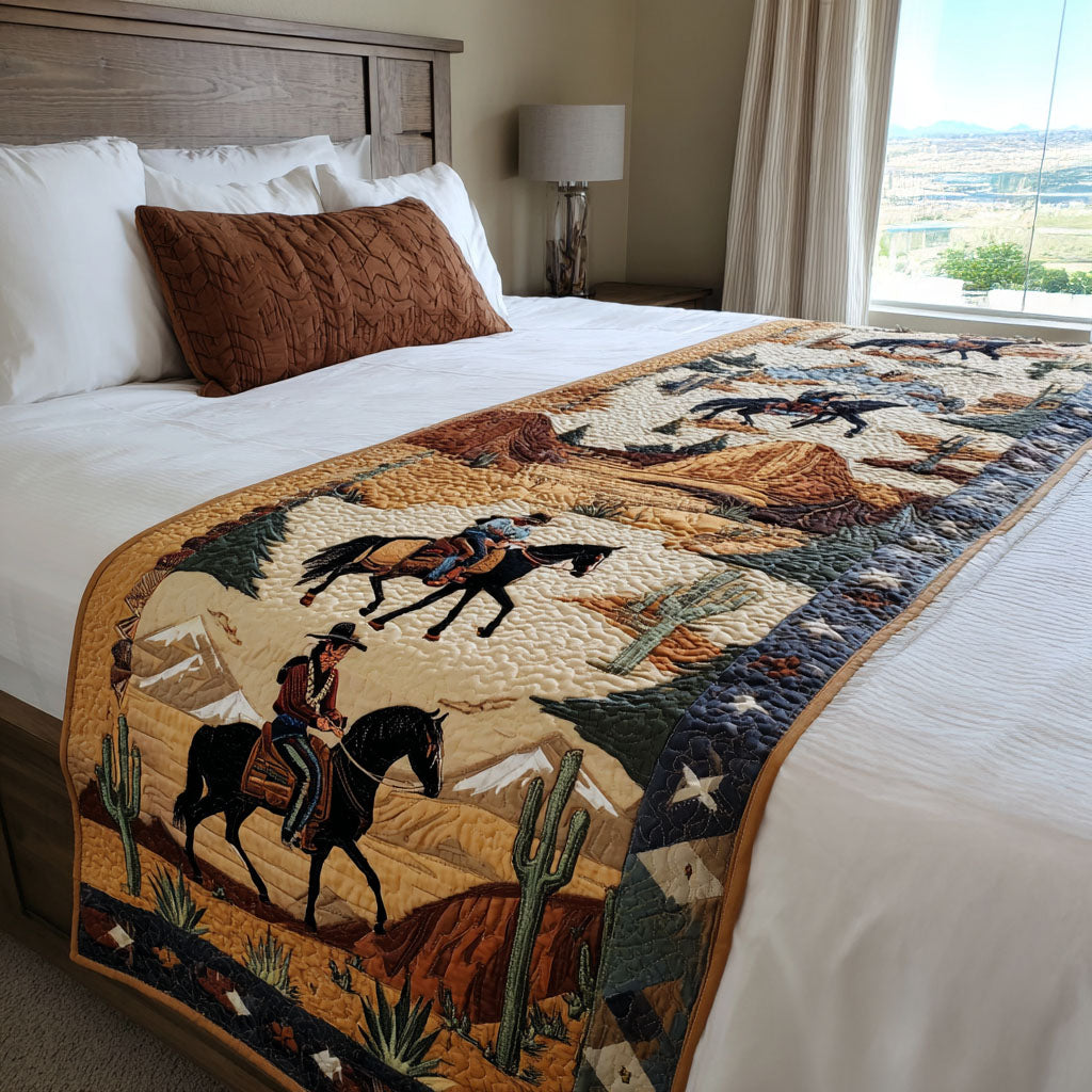 Howdy Horizon Quilted Bed Runner Cool Bedroom Decor Western Christmas Gifts For Him