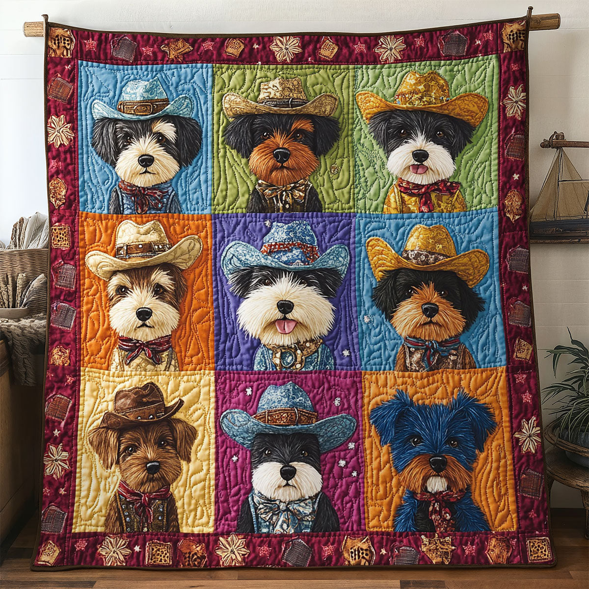 Howdy Western Quilt Trendy Quilt Blanket for Modern Home Interiors