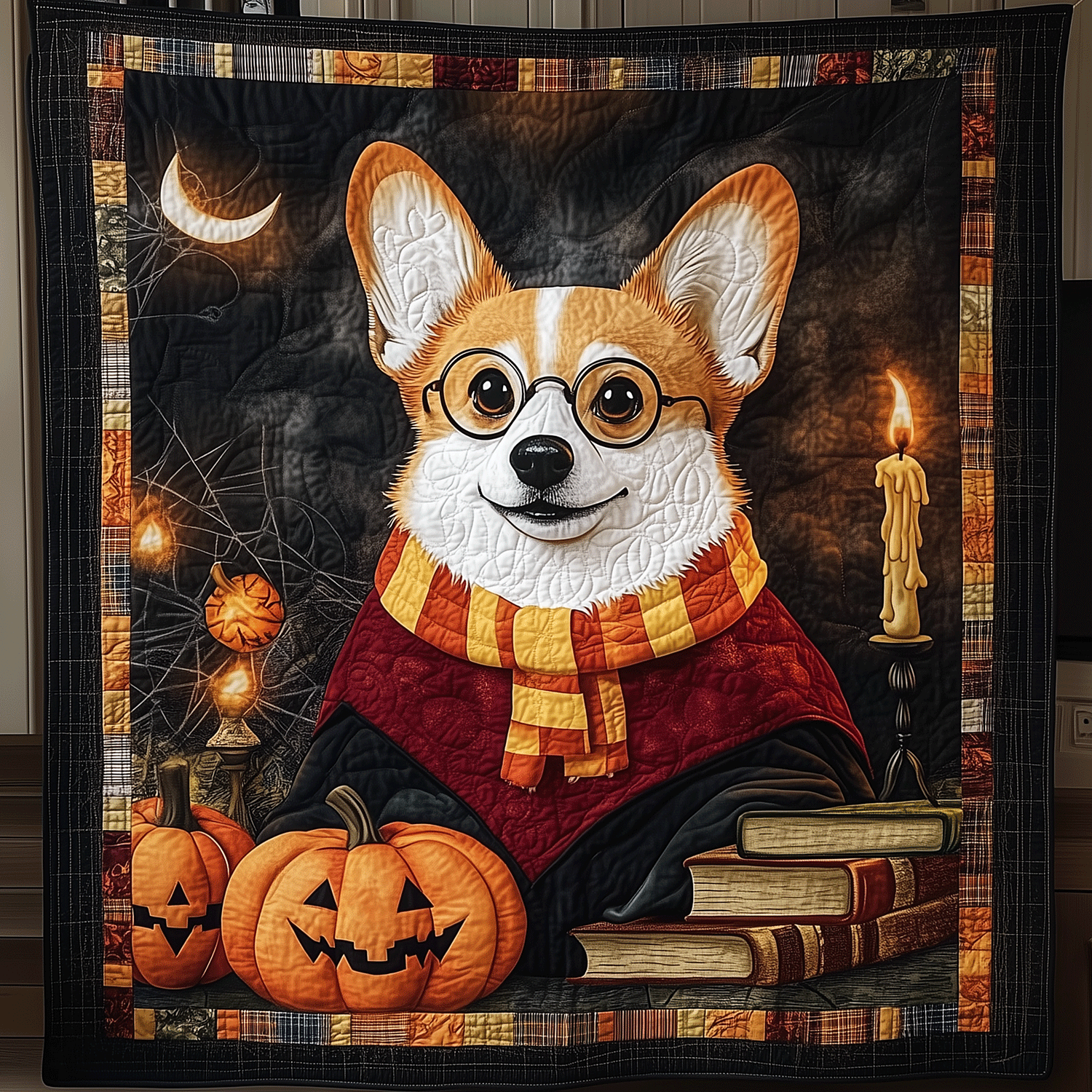 Howl-O-Ween Corgi Quilted Blanket Best Christmas Gifts For Dog Lovers