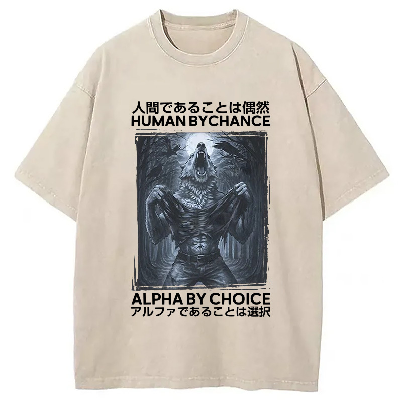 Howling Wolf Washed T-Shirt Minimal Retro Graphic Clothing Gifts For Friends