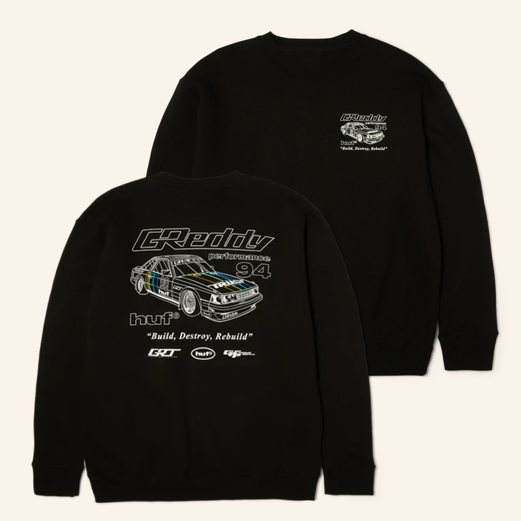 Huf Worldwide Merch Huf X Greddy Retro Mod Crewneck Sweatshirt Husband Christmas Gift Ideas Huf Worldwide Merch Huf X Greddy Retro Mod Crewneck Sweatshirt Husband Christmas Gift Ideas