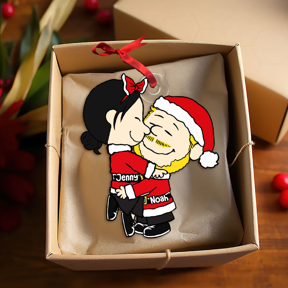 Hugging Couple Ornament - Personalized Gift For Couple Hand In Hand- - Fun Holiday Ornament Gift