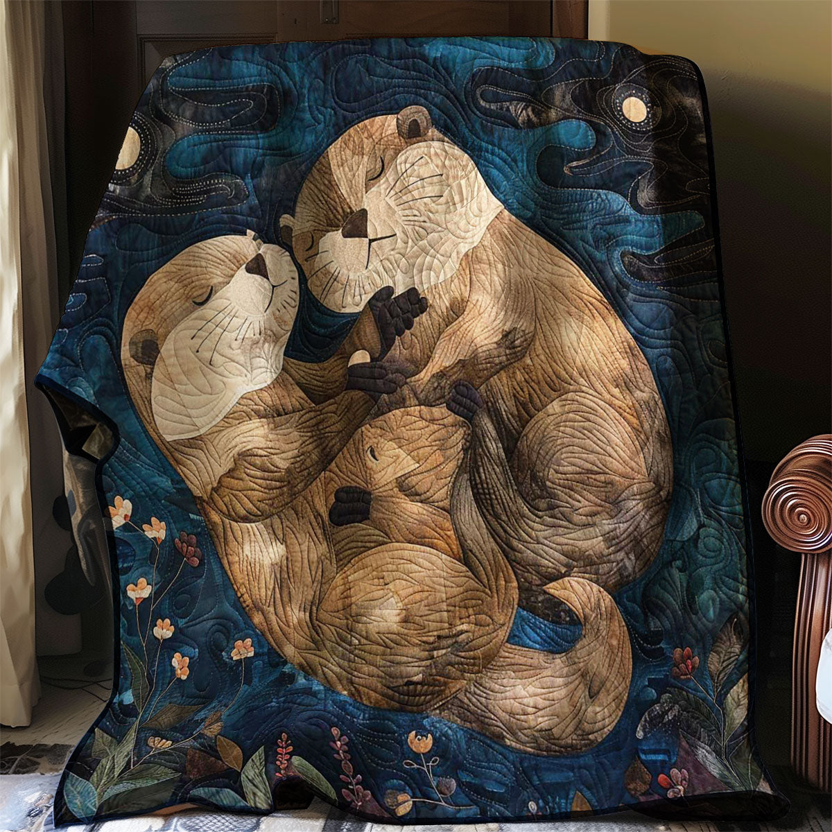 Hugging Otters Night Quilt Blanket Sofa Throws Great Grandmother Gifts For Christmas
