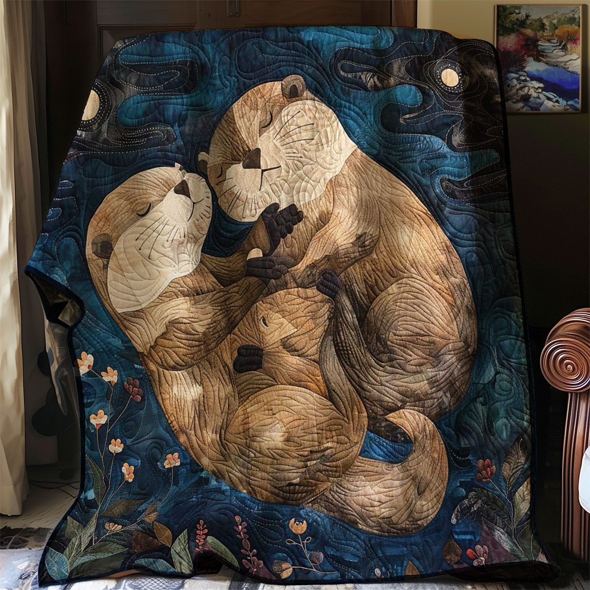 Hugging Otters Night Quilt Blanket Sofa Throws Great Grandmother Gifts For Christmas
