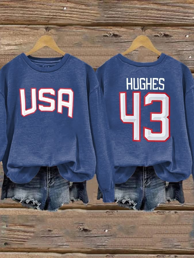 Hughes 43 USA Hockey Sweatshirt Team USA Fan Gear Best Gift For Hockey Lovers