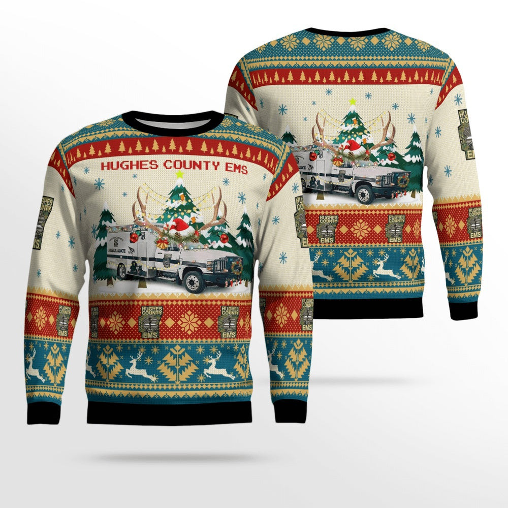 Hughes County EMS AOP Ugly Sweater Xmas Unisex Sweater Christmas Gifts For Men Women
